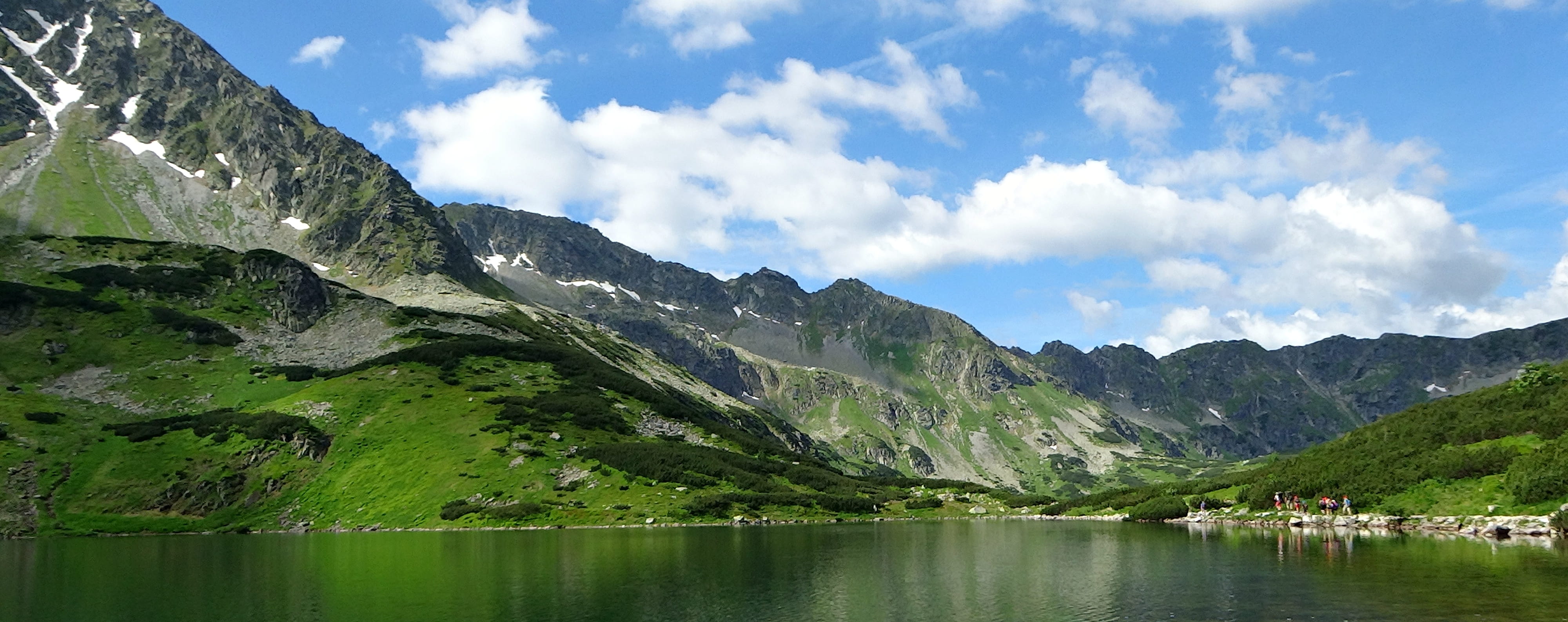 lake, cloud - sky, tranquility, day, Tatry, environment, land, landscape, Five, the high tatras, 4K, poland, scenics - nature, sky, tranquil scene, mountain, HD Wallpaper