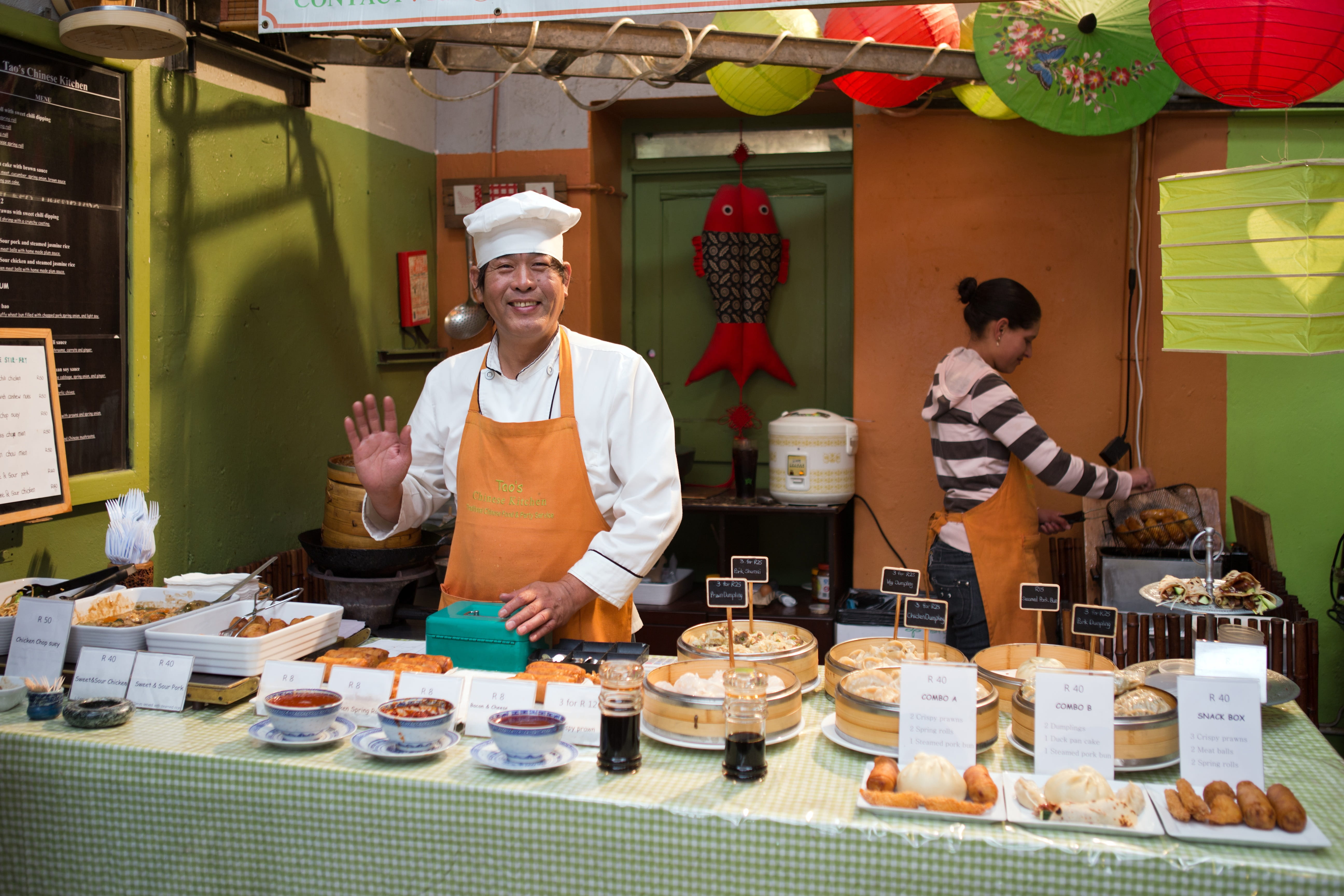 Chinese Chef, inside, portrait, front view, small business, Market, real people, laughing, business, five, food and drink, Person, looking at camera, entrepreneur, HD Wallpaper