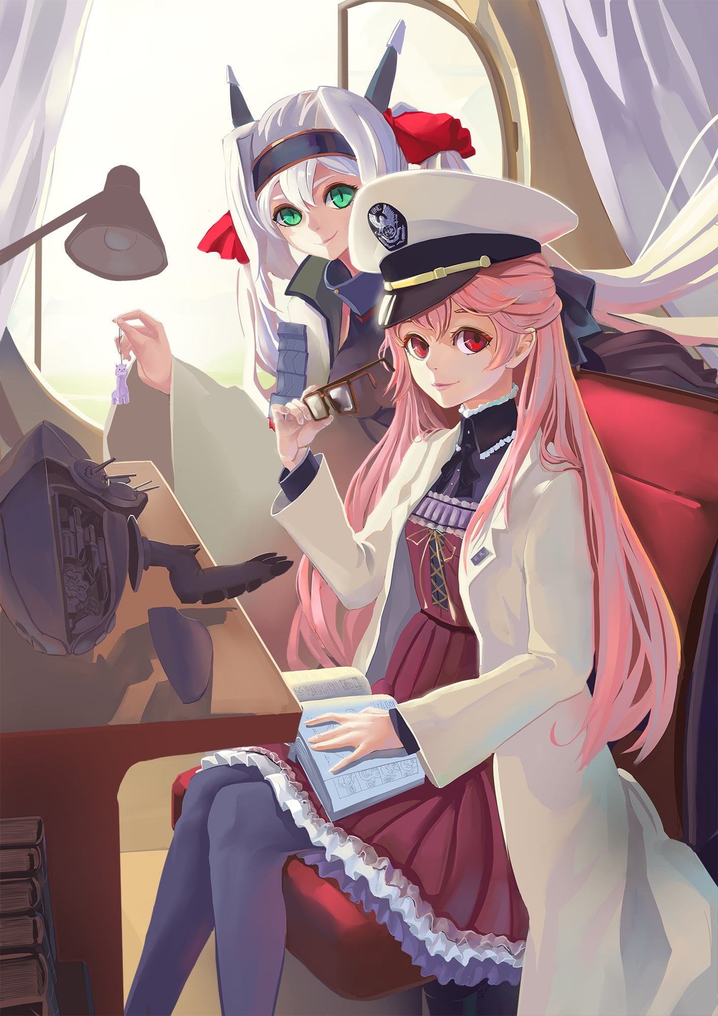 gray hair, adult, smiling, red eyes, happiness, communication, using laptop, people, teenager, men, anime, fashion, music, 1080P, computer, emotion, sitting, Phone HD Wallpaper