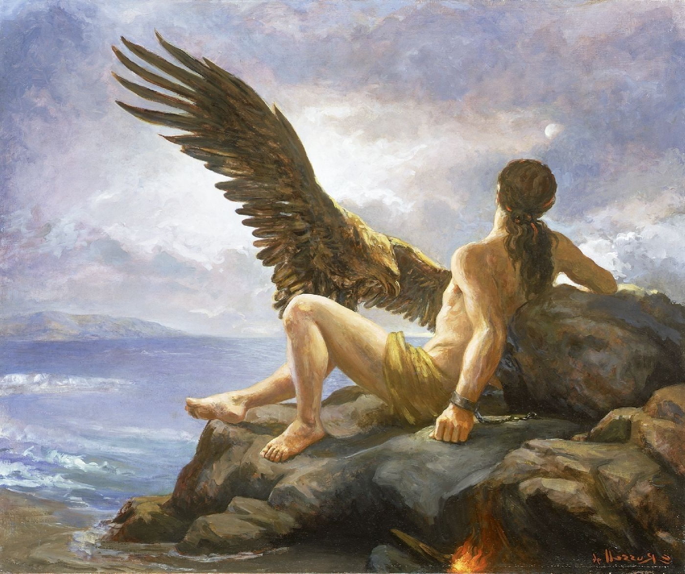 eagle, Prometheus (mythology), 720P, fire, beach, birds, gods, mythology, HD Wallpaper