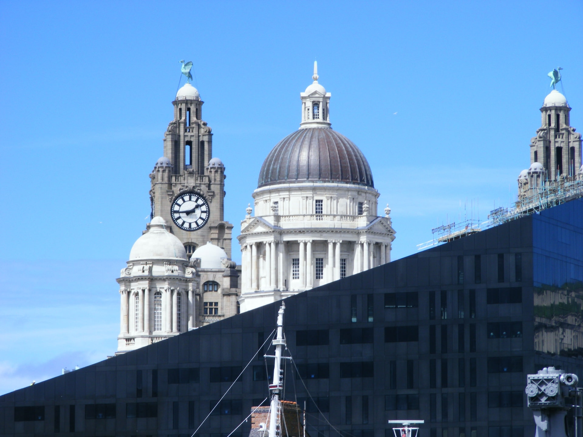 monuments, dome, architecture, 1080P, art, liver, hd, clock, Liverpool, HD Wallpaper