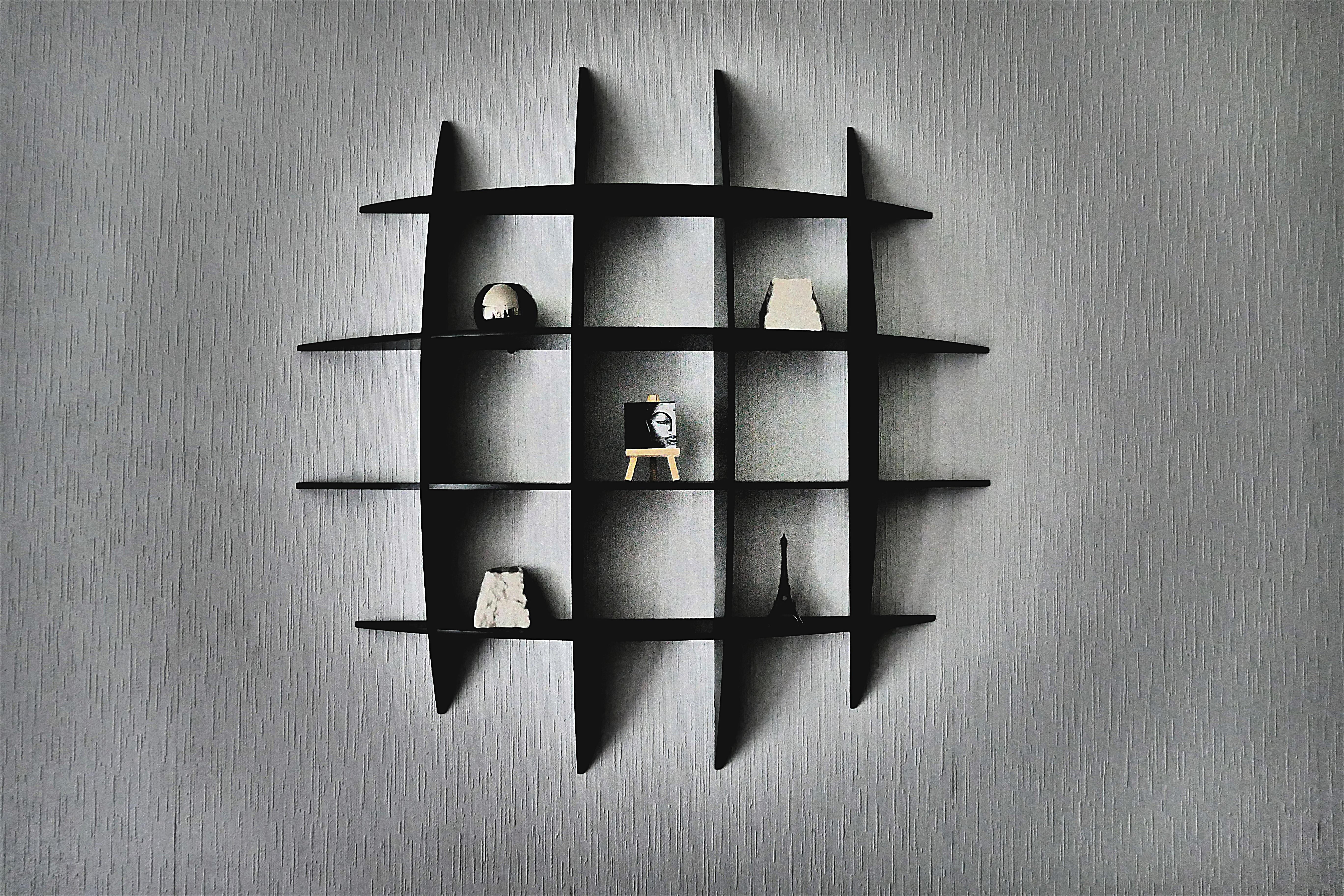 studio shot, close-up, order, simplicity, artistically, confused, 5K, medium group of objects, floating, wood - material, directly above, no people, wall - building feature, HD Wallpaper