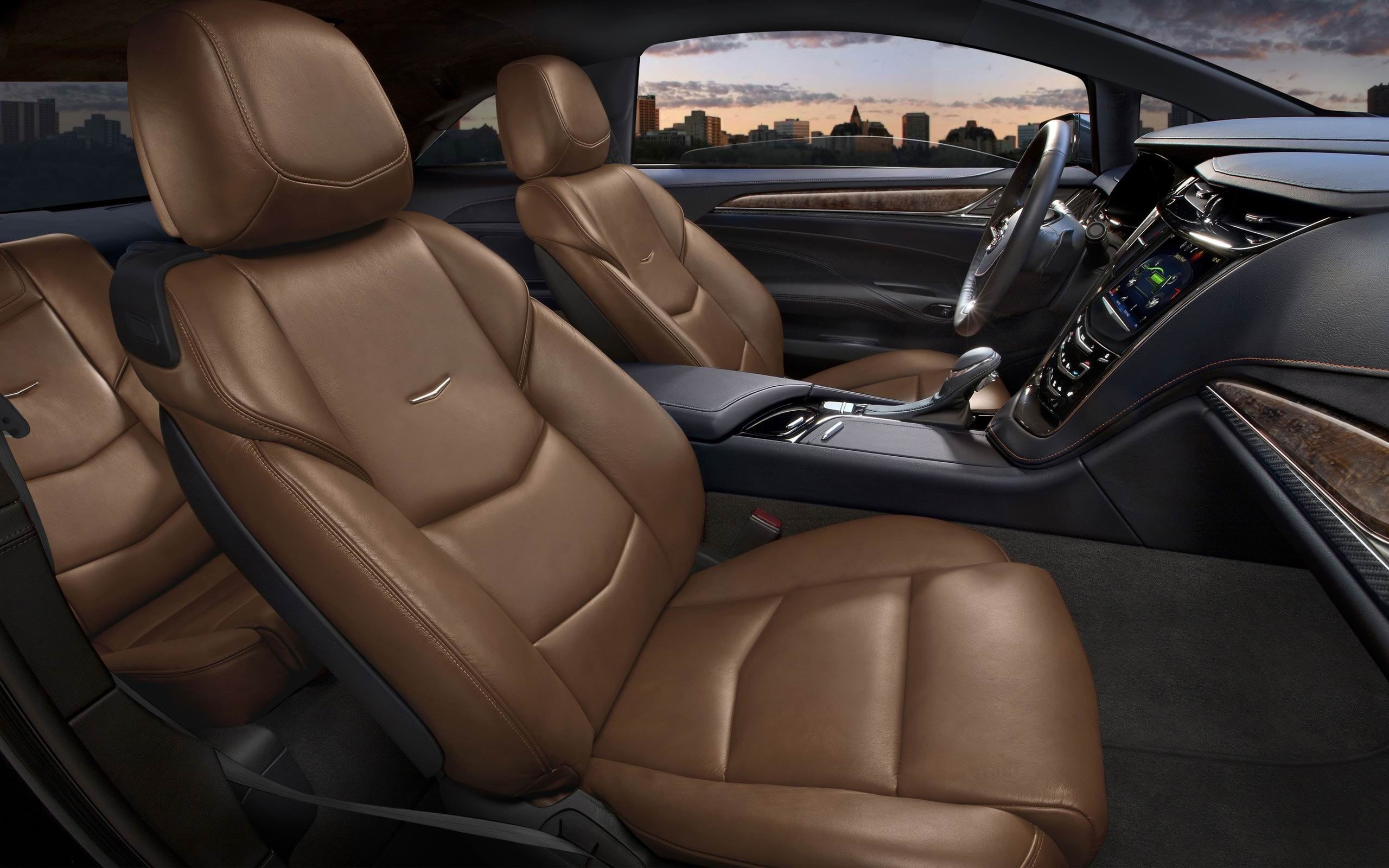 land vehicle, steering wheel, cadillac, vehicle interior, leather, close-up, vehicle seat, brown, 2K, hd, road trip, stationary, travel, car, HD Wallpaper