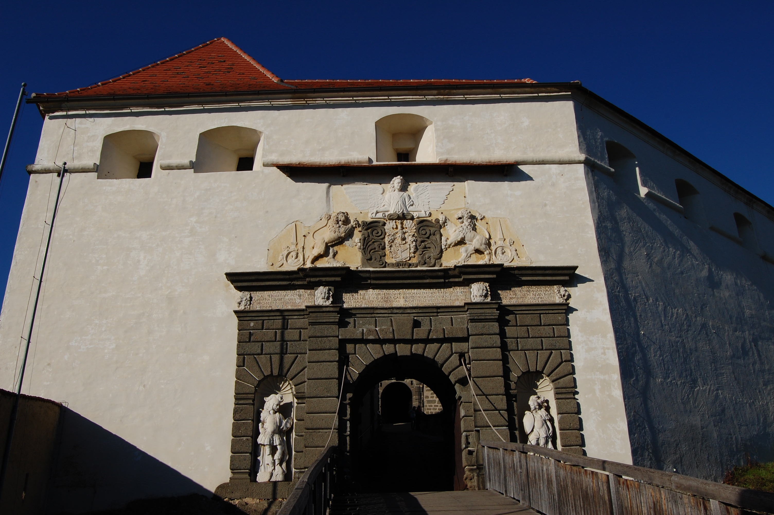 built structure, austria, castle, history, sky, representation, arch, clock, building exterior, riegersburg, building, blue, low angle view, no people, HD Wallpaper