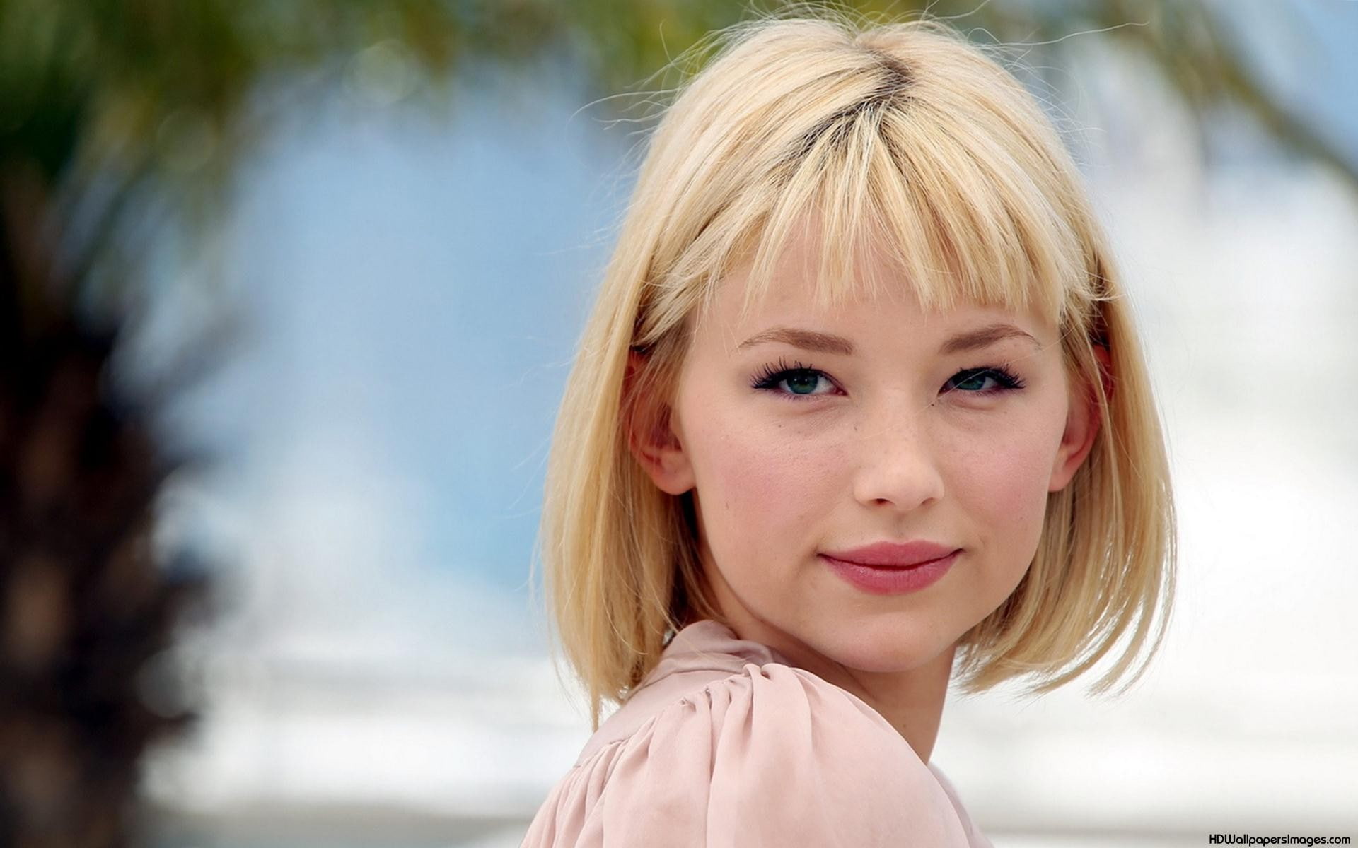 green eyes, 1080P, short hair, women, face, blonde, Haley Bennett, HD Wallpaper