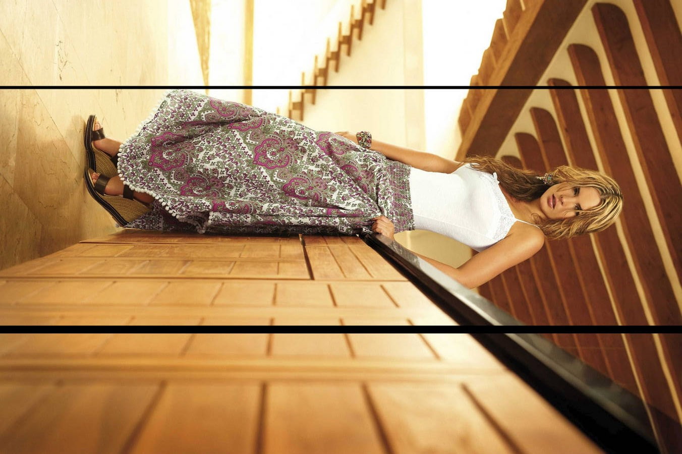 melissa giraldo, flooring, contemplation, indoors, child, day, sitting, beautiful woman, leisure activity, hardwood floor, 720P, side view, young women, HD Wallpaper