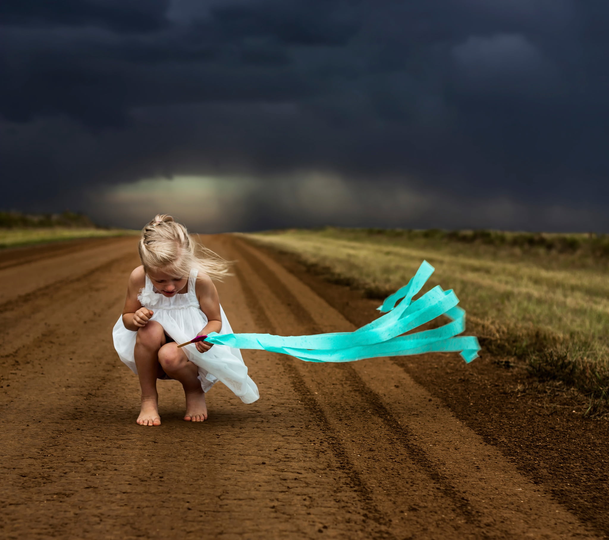 cloud - sky, outdoors, emotion, road, dress, sky, white, offspring, the wind, nature, girls, hair, full length, 1080P, girl, one person, sleeveless, land, HD Wallpaper
