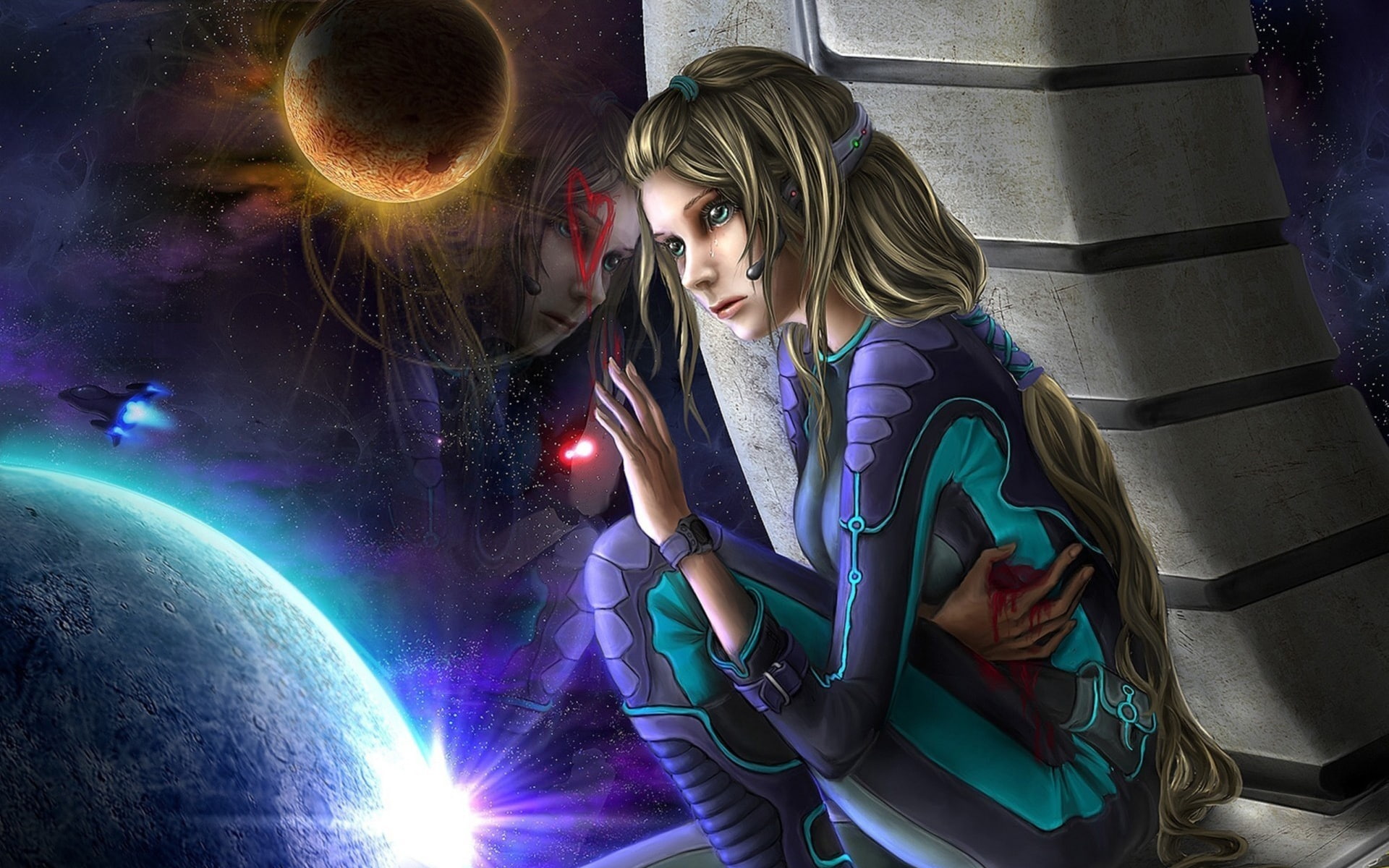 Tears, 1080P, Space, Girl, Sorrow, HD Wallpaper