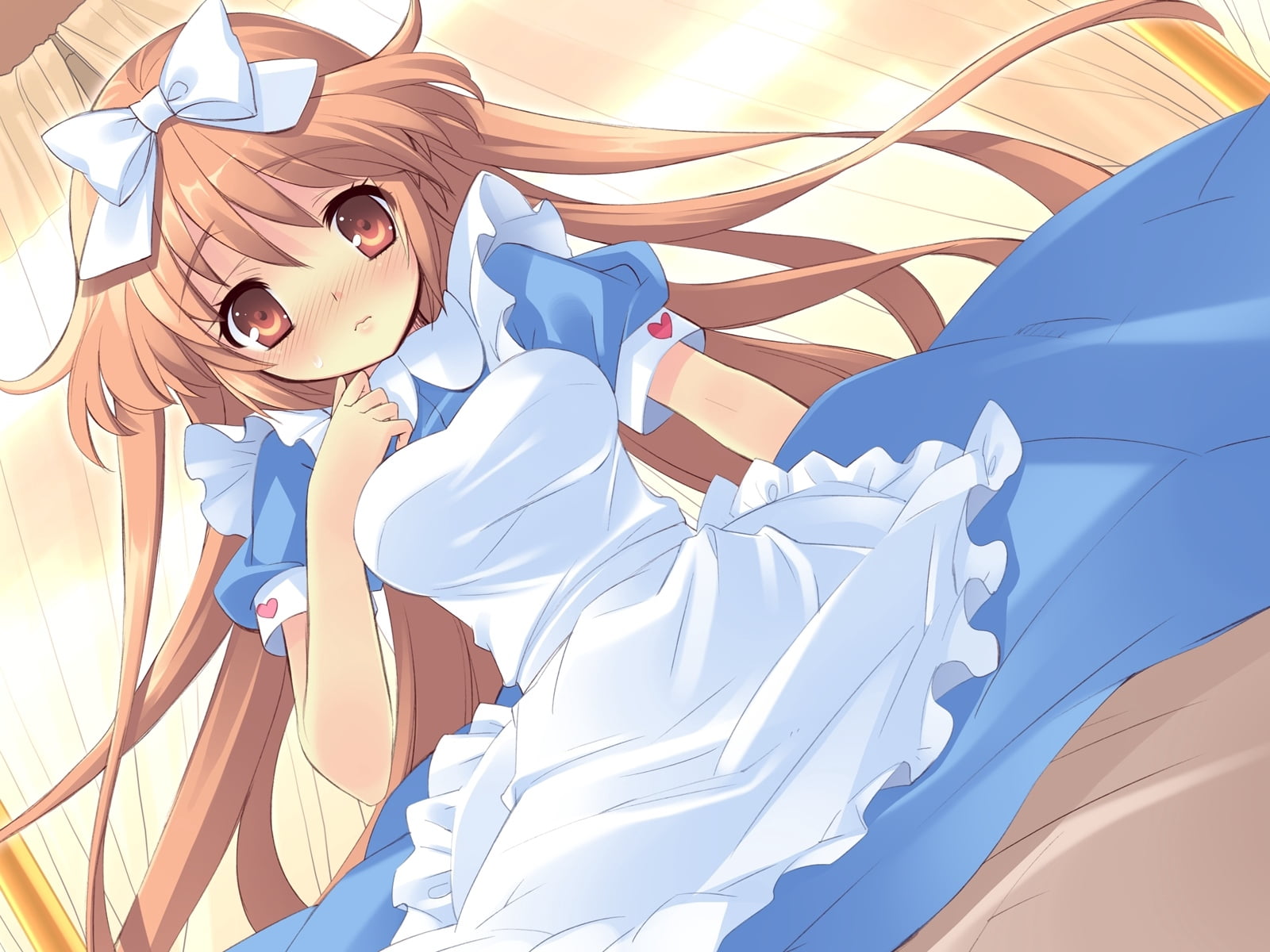 alice parade, leisure activity, men, female, sunlight, women, anime, child, art and craft, brown, girl, character, real people, young adult, maid, standing, HD Wallpaper