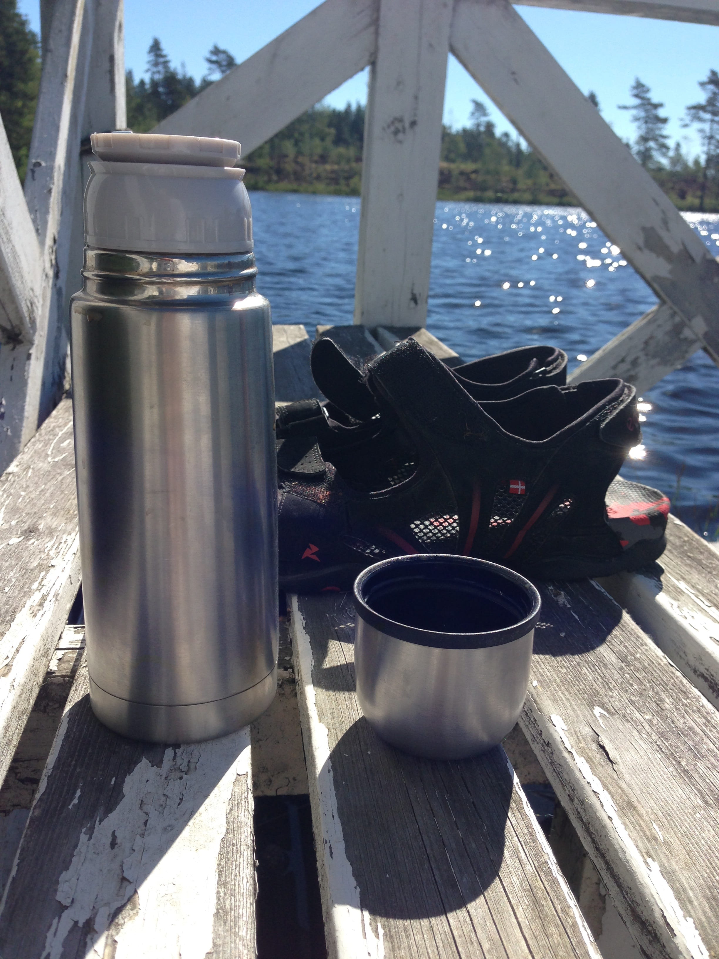 water, day, close-up, tree, sunlight, outdoors, lake, steel, land, no people, table, container, thermos, ståltermos, coffee break, plant, food and drink, Phone HD Wallpaper