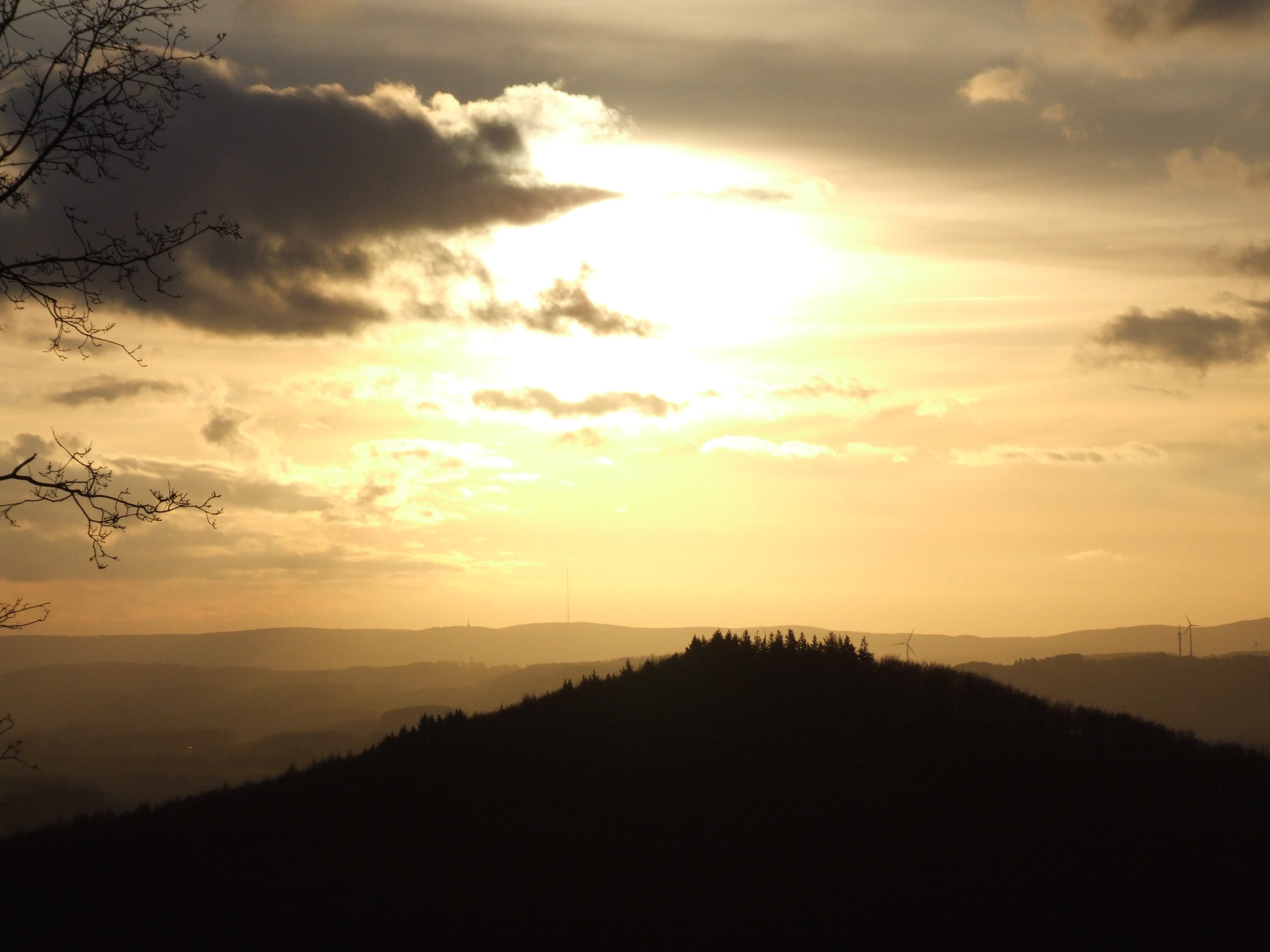 non-urban scene, Evening, castle sternberg, tree, nature, scenics, dark, cloud - sky, Sun, lemgo, orange color, hill, dramatic, plant, extertal, tranquil scene, HD Wallpaper