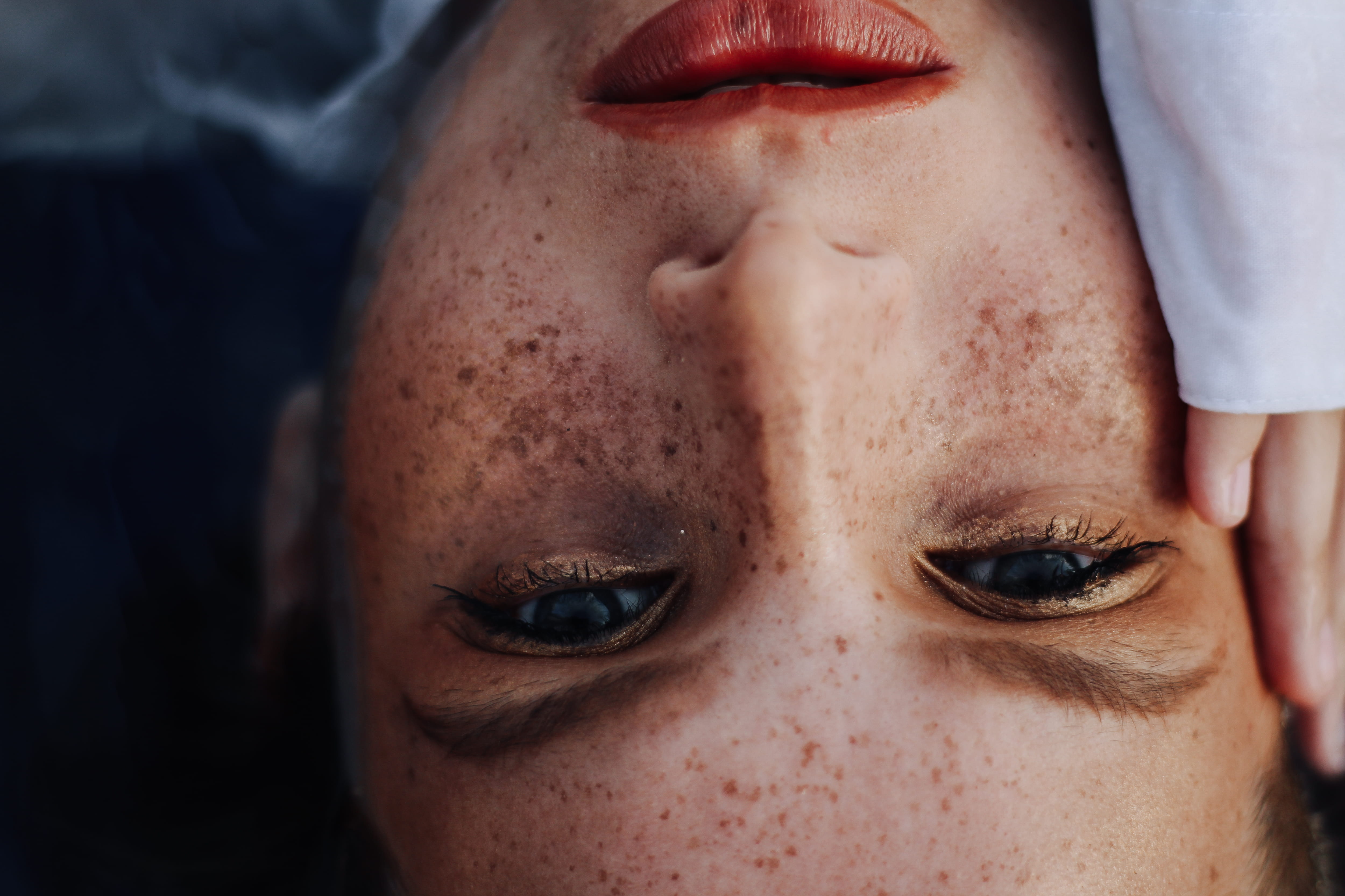 freckles, skin, teardrop, sadness, front view, adult, offspring, female, touch, portrait, woman, human lips, photo, child, face, close-up, eye, eye makeup, HD Wallpaper