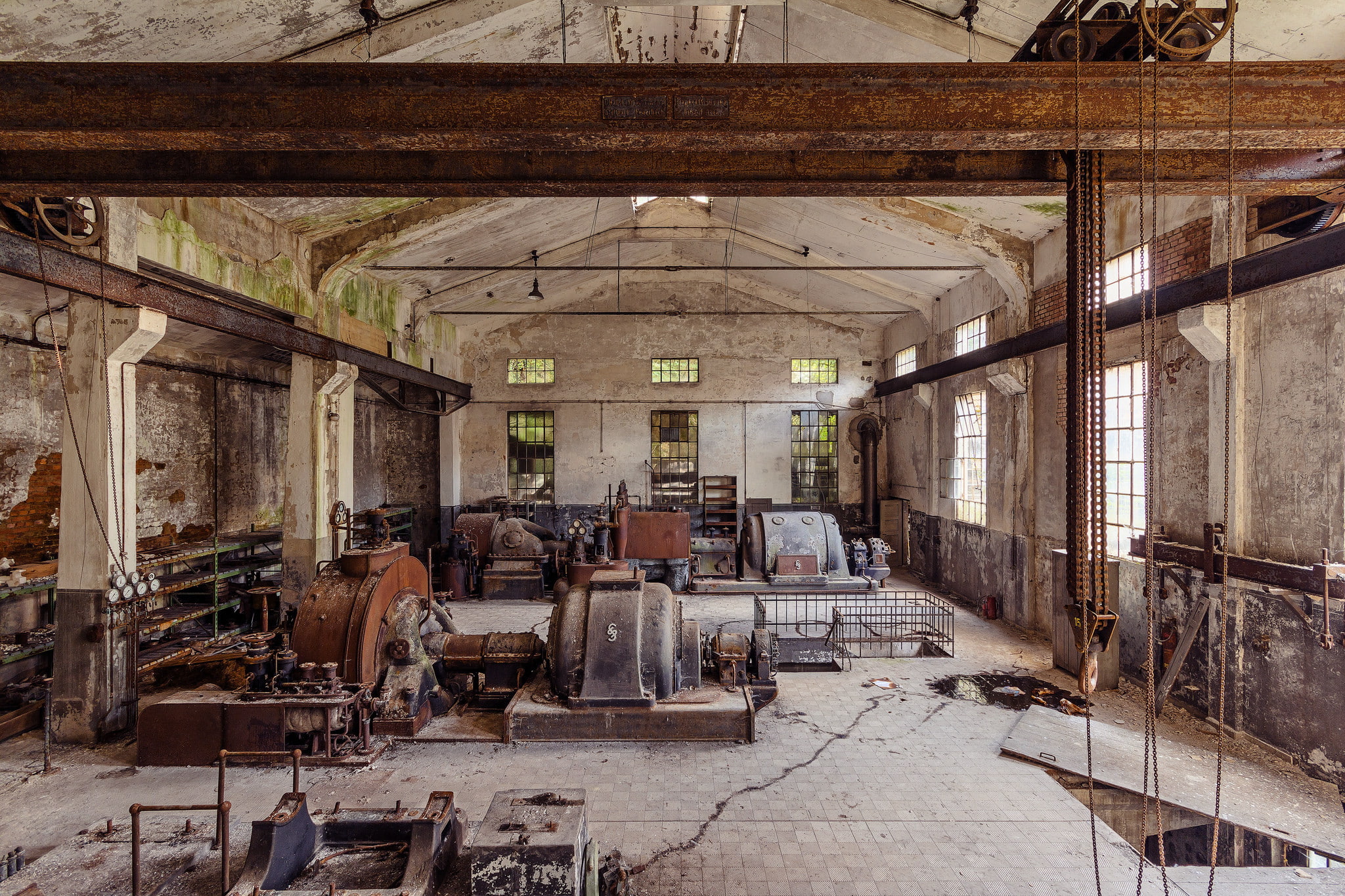 Windows, mucus, sunlight, steel chain, 1080P, pumps, plant, steel beam, refused, HD Wallpaper