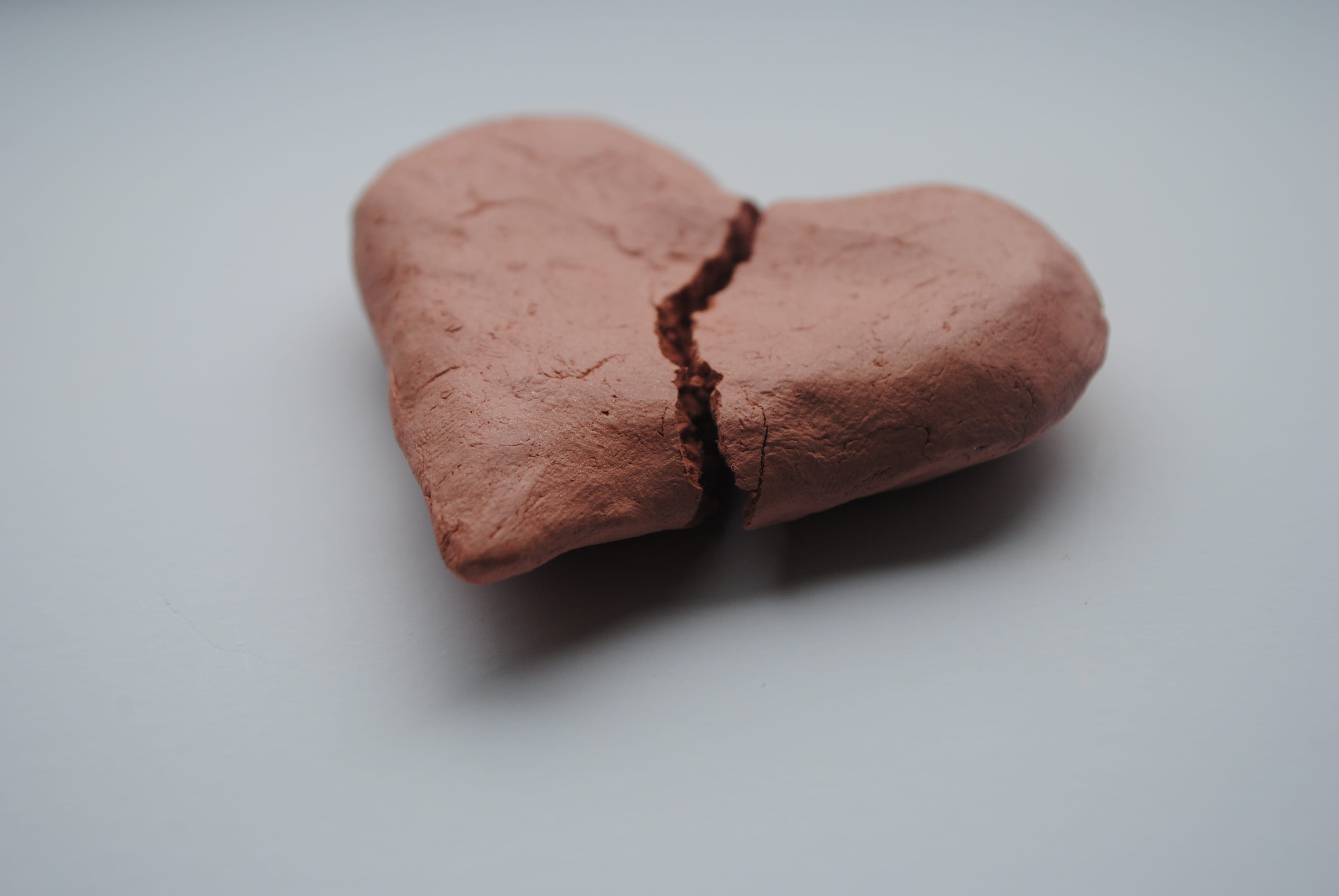heart shape, white background, clay, cut out, positive emotion, heartbroken, brown, 4K, single object, emotion, freshness, no people, food, studio shot, HD Wallpaper