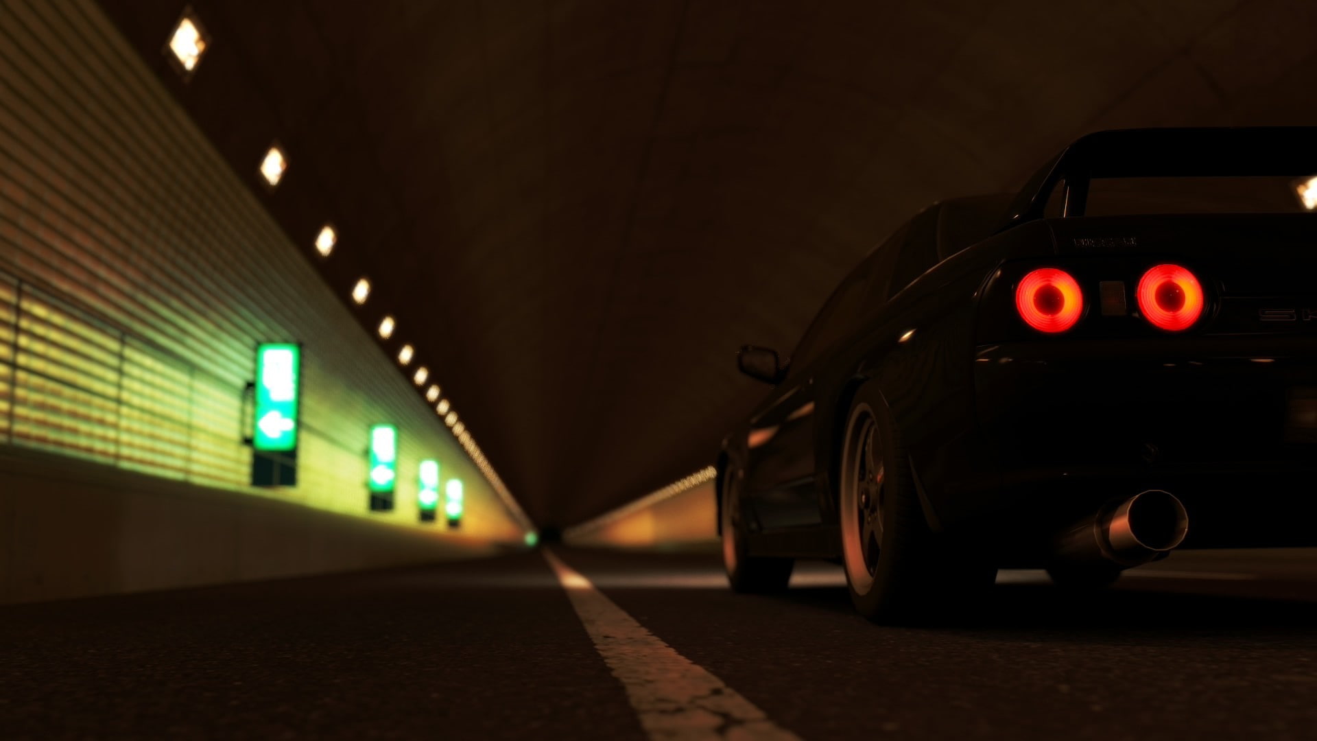 skyline, vehicles, r, nissan, cars, 1080P, hdr, art, photography, tunnel, abstract, hd, x, HD Wallpaper