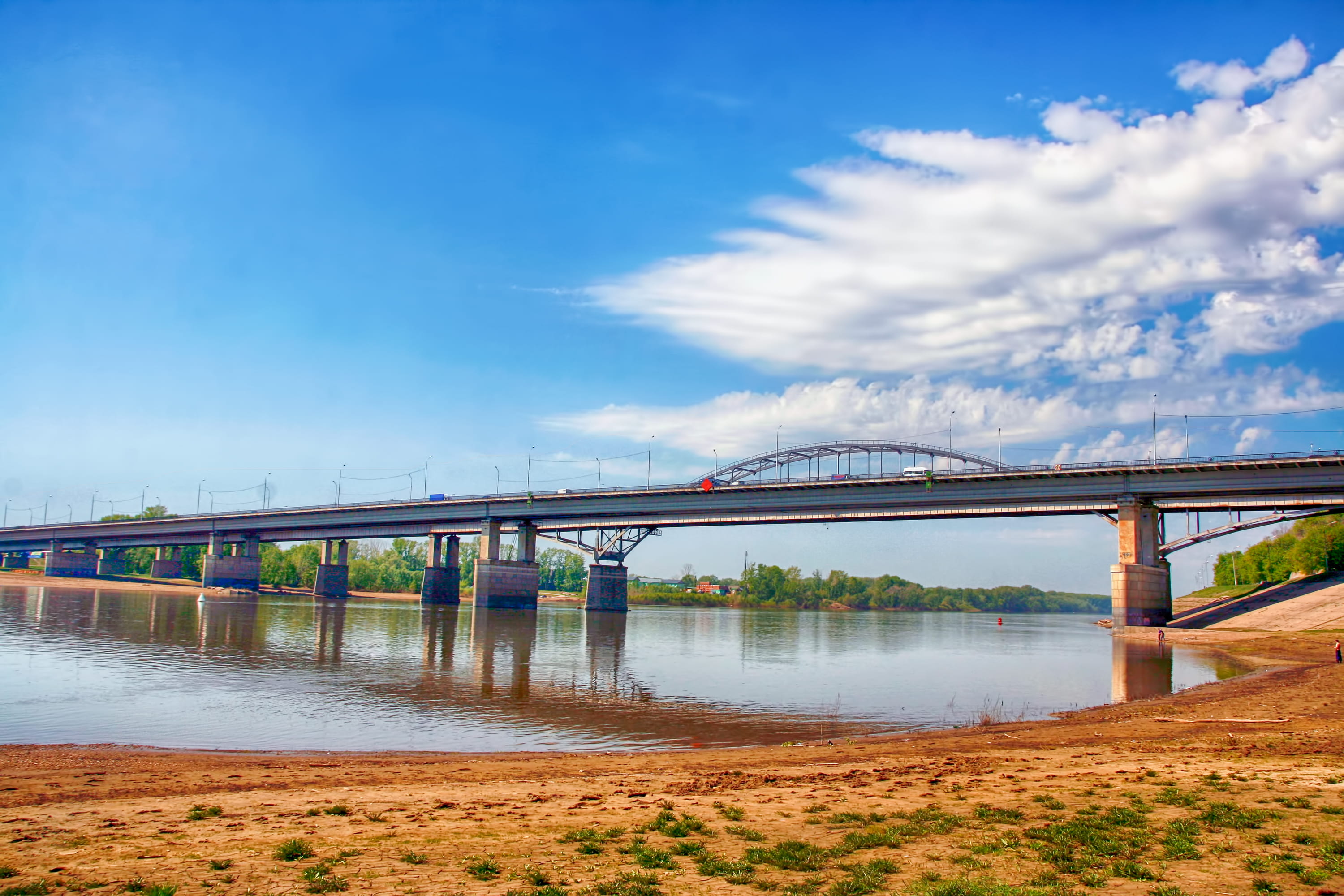 bridge, bashkortostan, nature, long, bridge - man made structure, outdoors, day, connection, blue, sky, ufa, travel destinations, engineering, architecture, HD Wallpaper