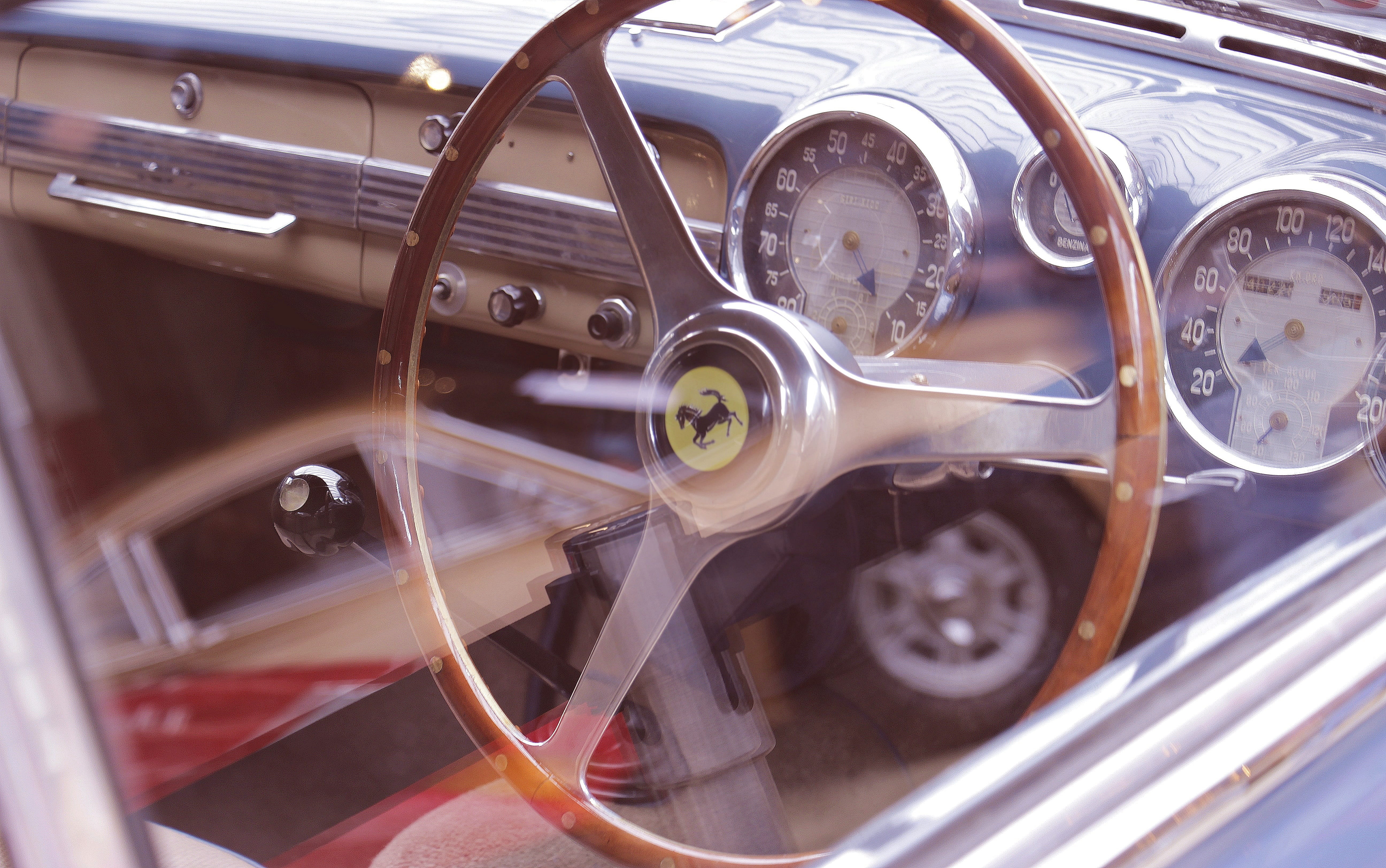 car interior, car, spoke, glass - material, land vehicle, 5K, close-up, automotive, retro, old, day, vehicle, steering wheel, nostalgia, oldtimer, speedometer, HD Wallpaper