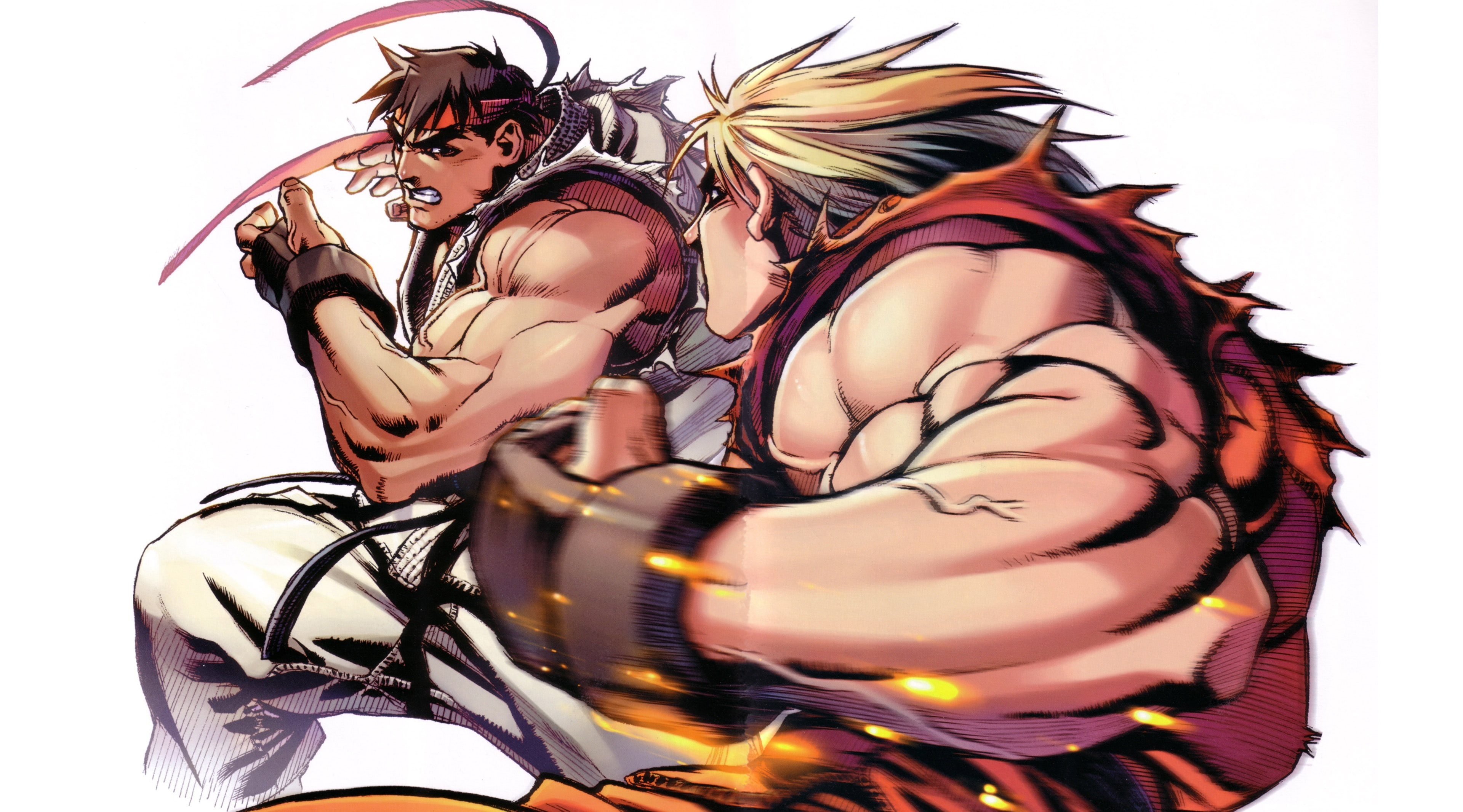 vs, Street Fighter, close-up, ken, representation, street, 4K, clothing, black color, Games, female likeness, fighter, studio shot, white background, HD Wallpaper