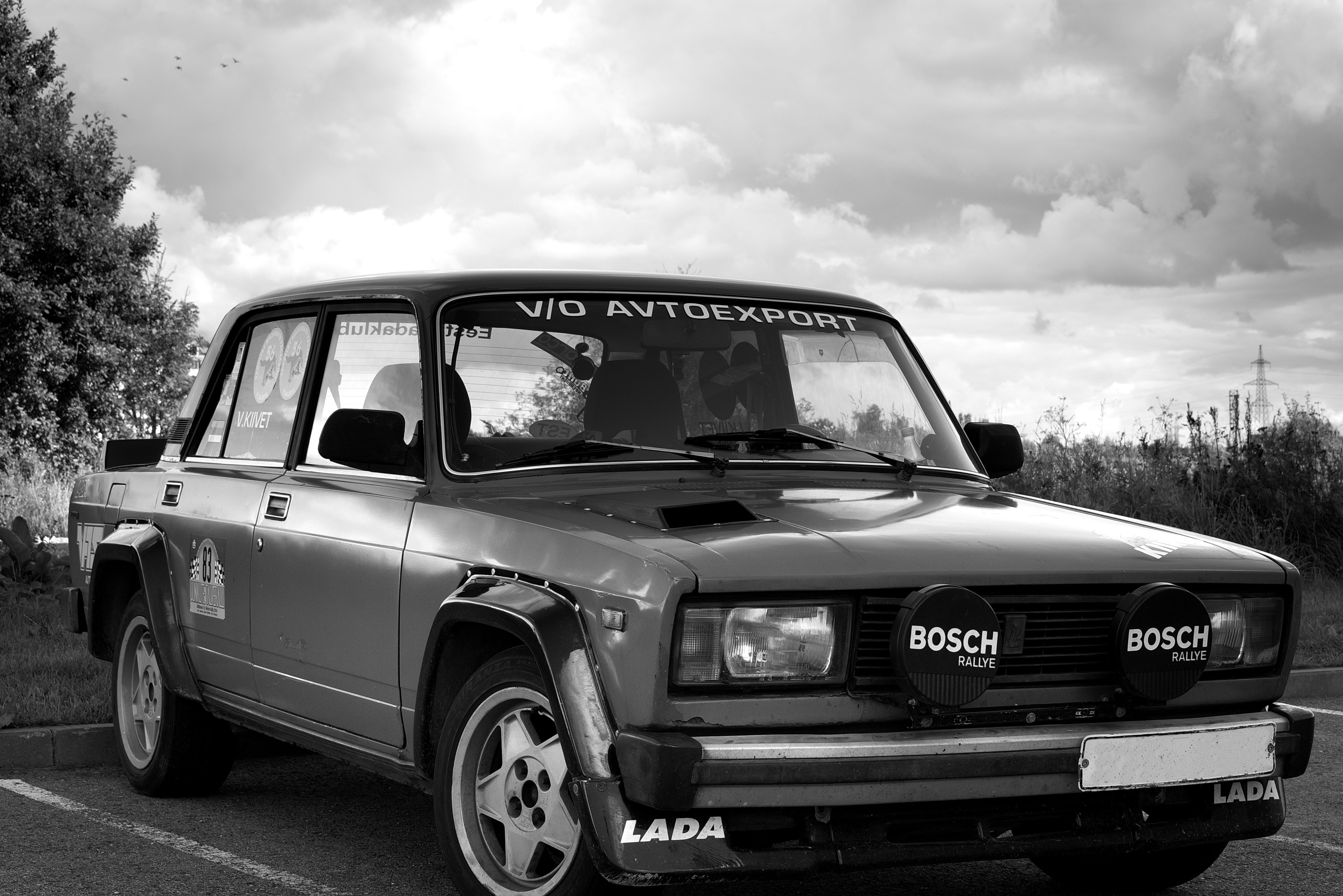 retro styled, ziguli, day, car, sky, no people, mode of transportation, transportation, land vehicle, 5K, black and white, road trip, vintage car, motor vehicle, HD Wallpaper