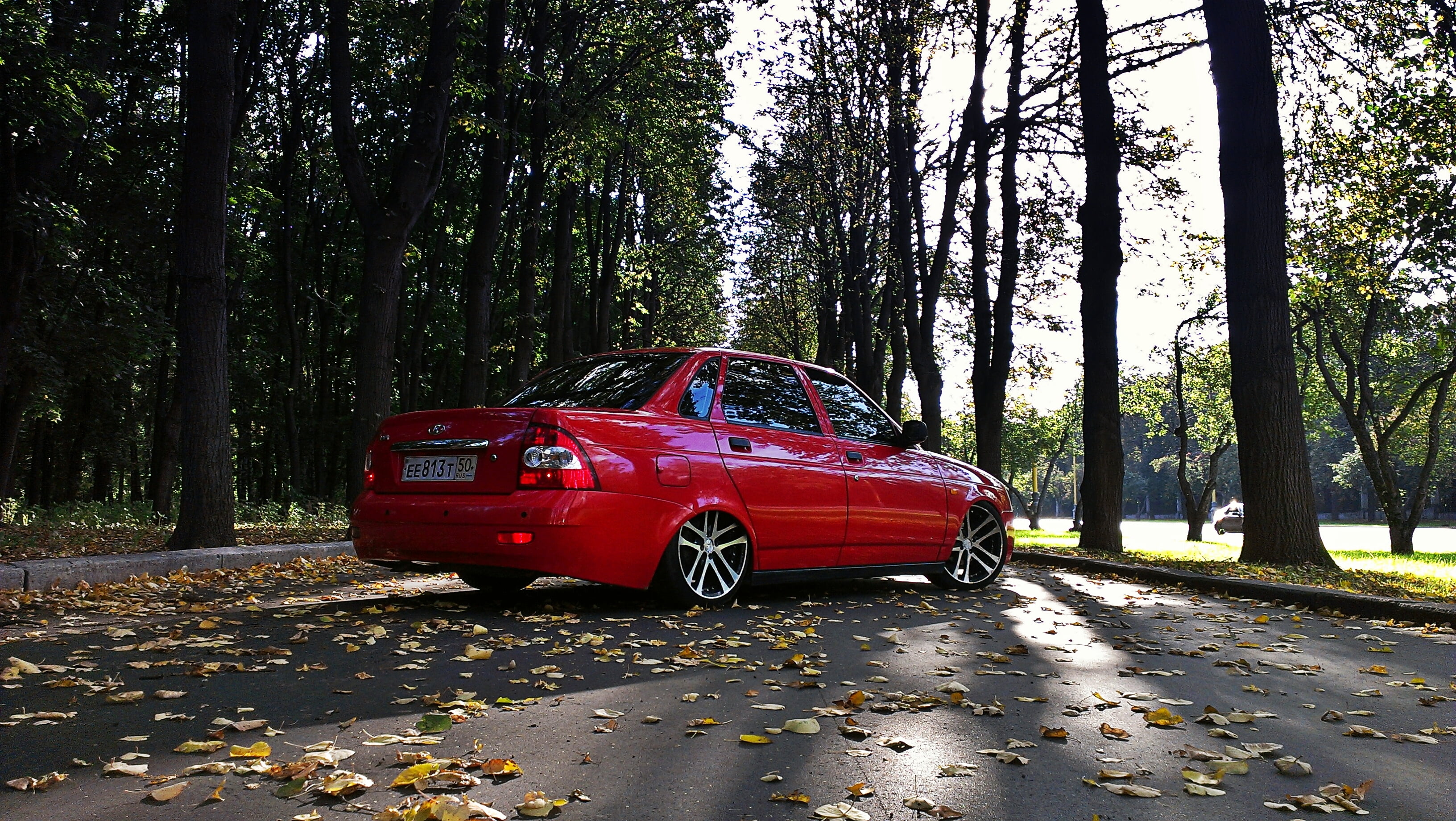 no People, red, tree, prior, hatchback, street, europe, nature, outdoors, ontario - Canada, woodland, retro Styled, leaves, drives, new, travel, land, 2K, HD Wallpaper