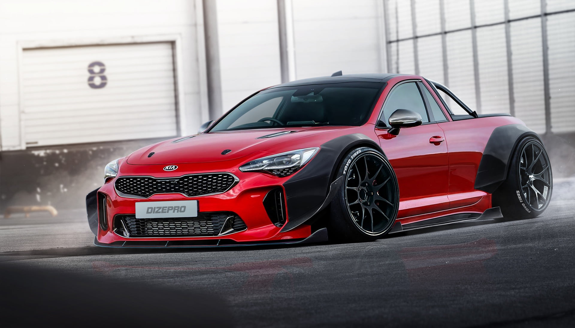 Red, Rendering, by Dmitry Strukov, DizePro, 1080P, Dize_pro, Dmitry Strukov, KIA, Machine, Stinger, Auto, KIA Stinger, HD Wallpaper
