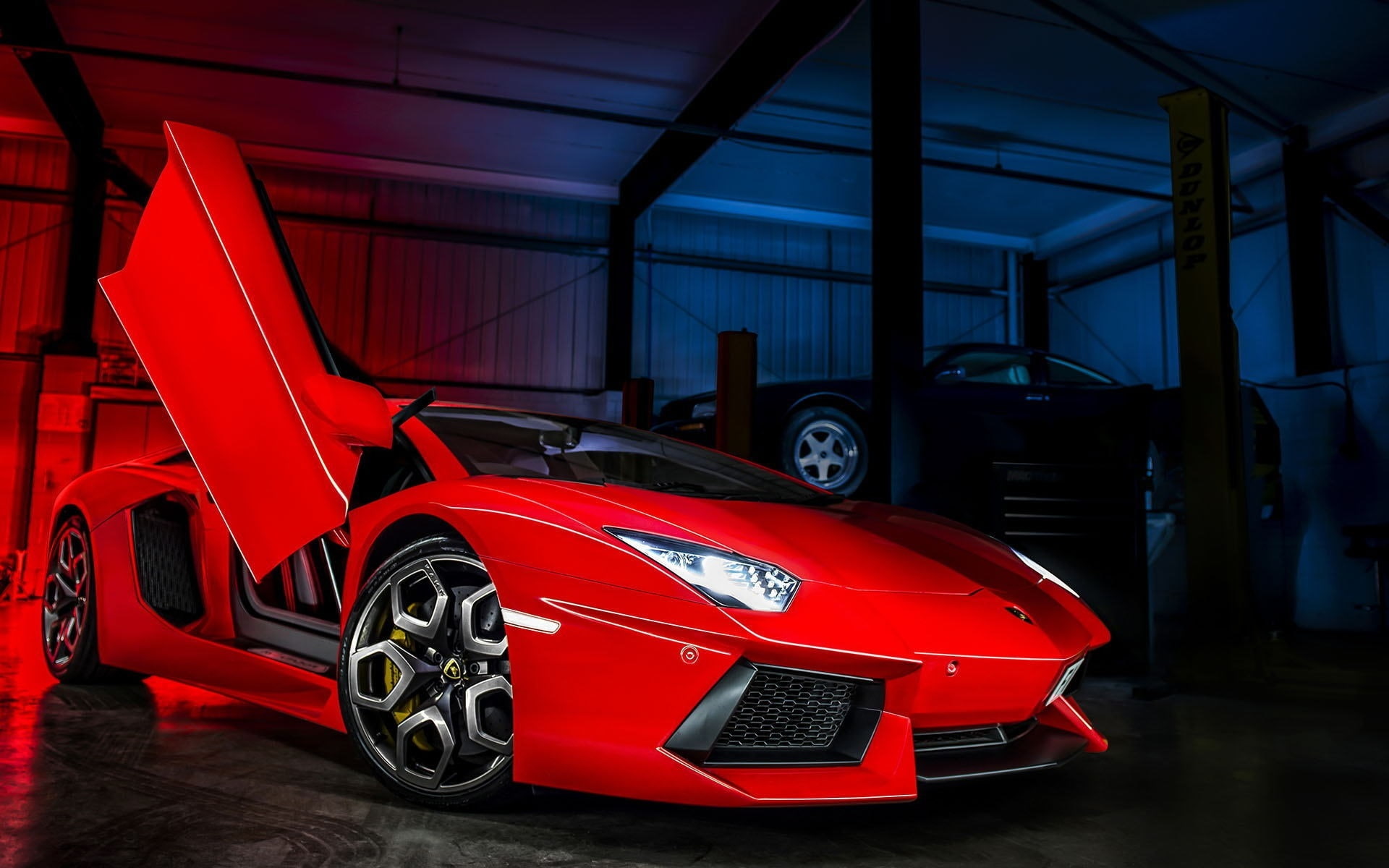 View, 1080P, Red, Lamborghini, Front, aventador, lp, Supercar, HD Wallpaper