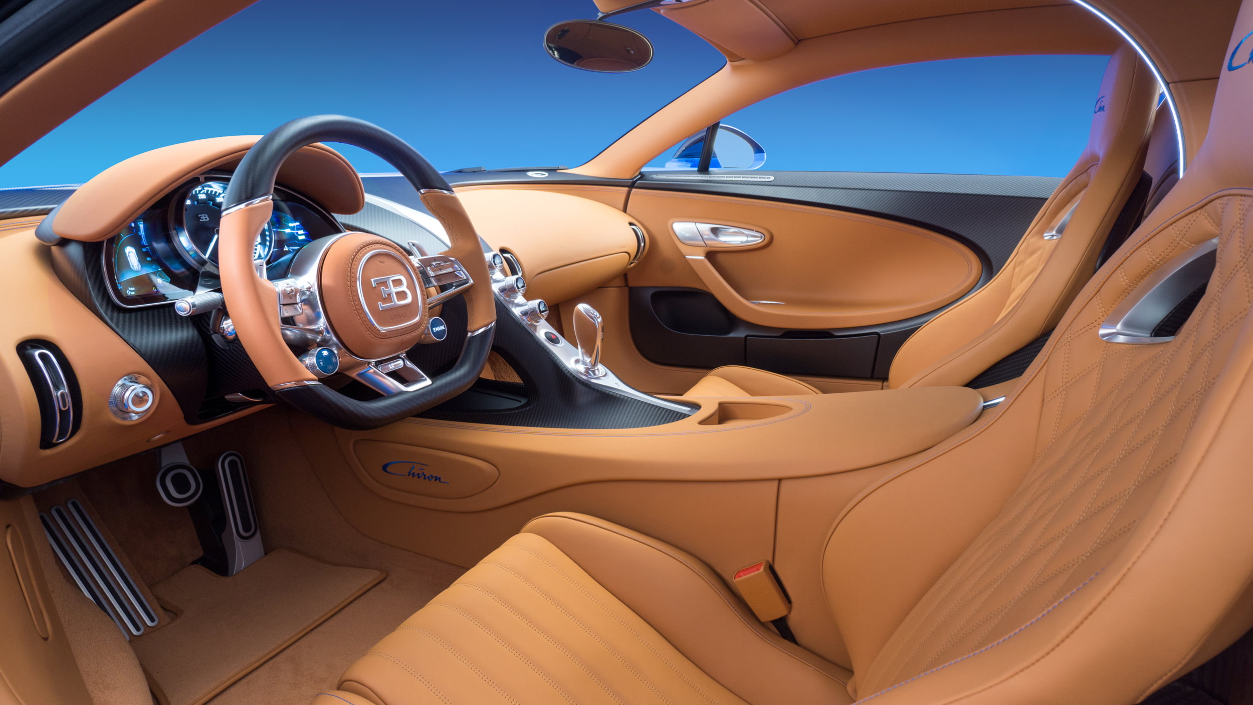 vehicle interior, Bugatti, 1080P, metal, transportation, dashboard, motor vehicle, mode of transportation, gearshift, chiron, avto, 2016, car interior, HD Wallpaper