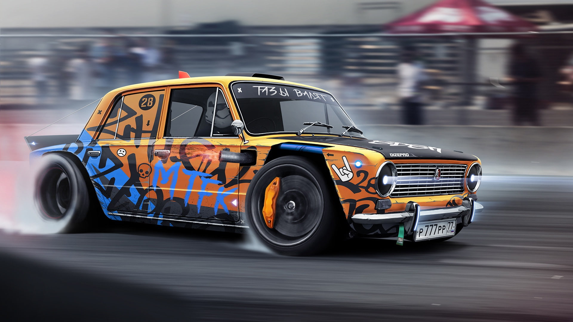 Drift racing, Drift Monster, Auto, Dize_pro, by Dmitry Strukov, Rendering, Vaz, 1080P, Drift, Dmitry Strukov, Machine, DizePro, Attack, HD Wallpaper