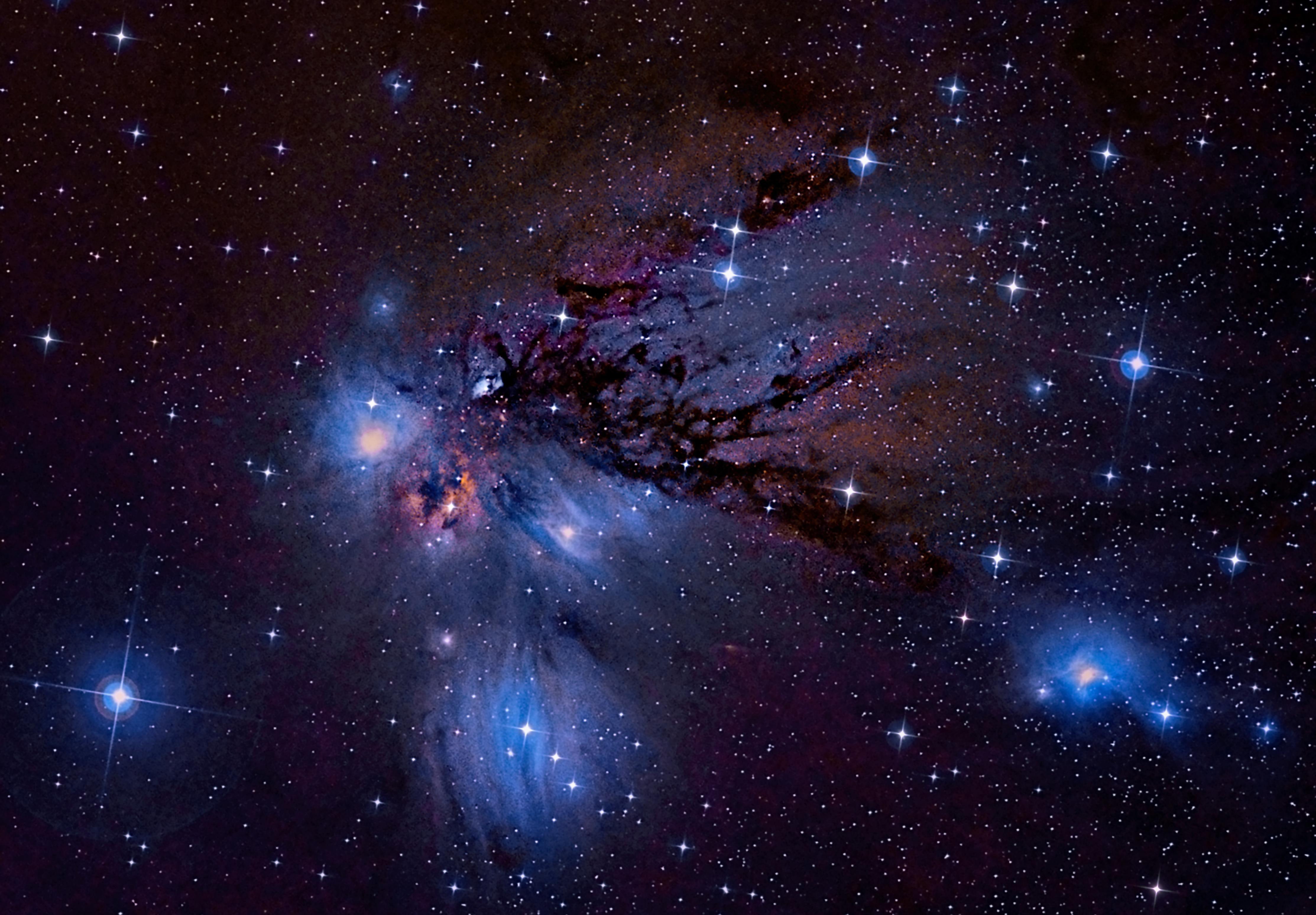purple, NGC-2170, nebula, black, reflecting, Unicorn, in the constellation, 4K, HD Wallpaper