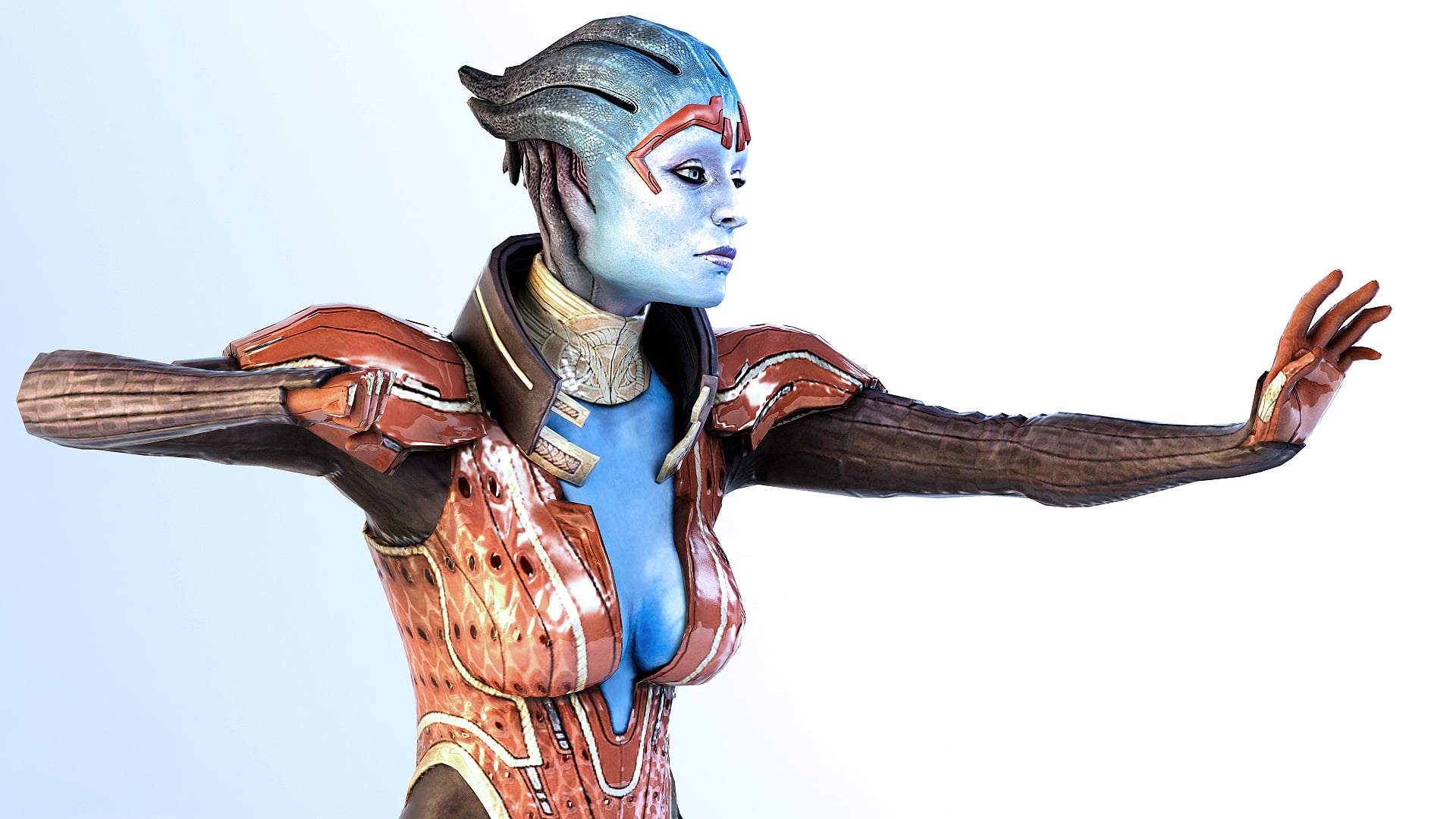 Samara, women, studio shot, simple background, hair, human arm, art and craft, make-up, spirituality, stand, cut out, Mass Effect, indoors, creativity, HD Wallpaper