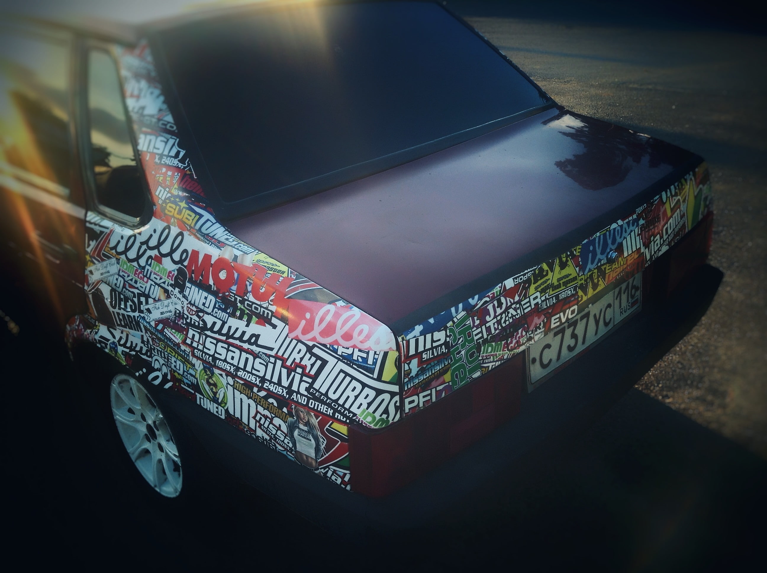 western script, vehicle, architecture, indoors, no people, Tuning, VAZ, Vaz 21099, still life, car, Stance, JDM, text, high angle view, sunlight, arts culture and entertainment, HD Wallpaper