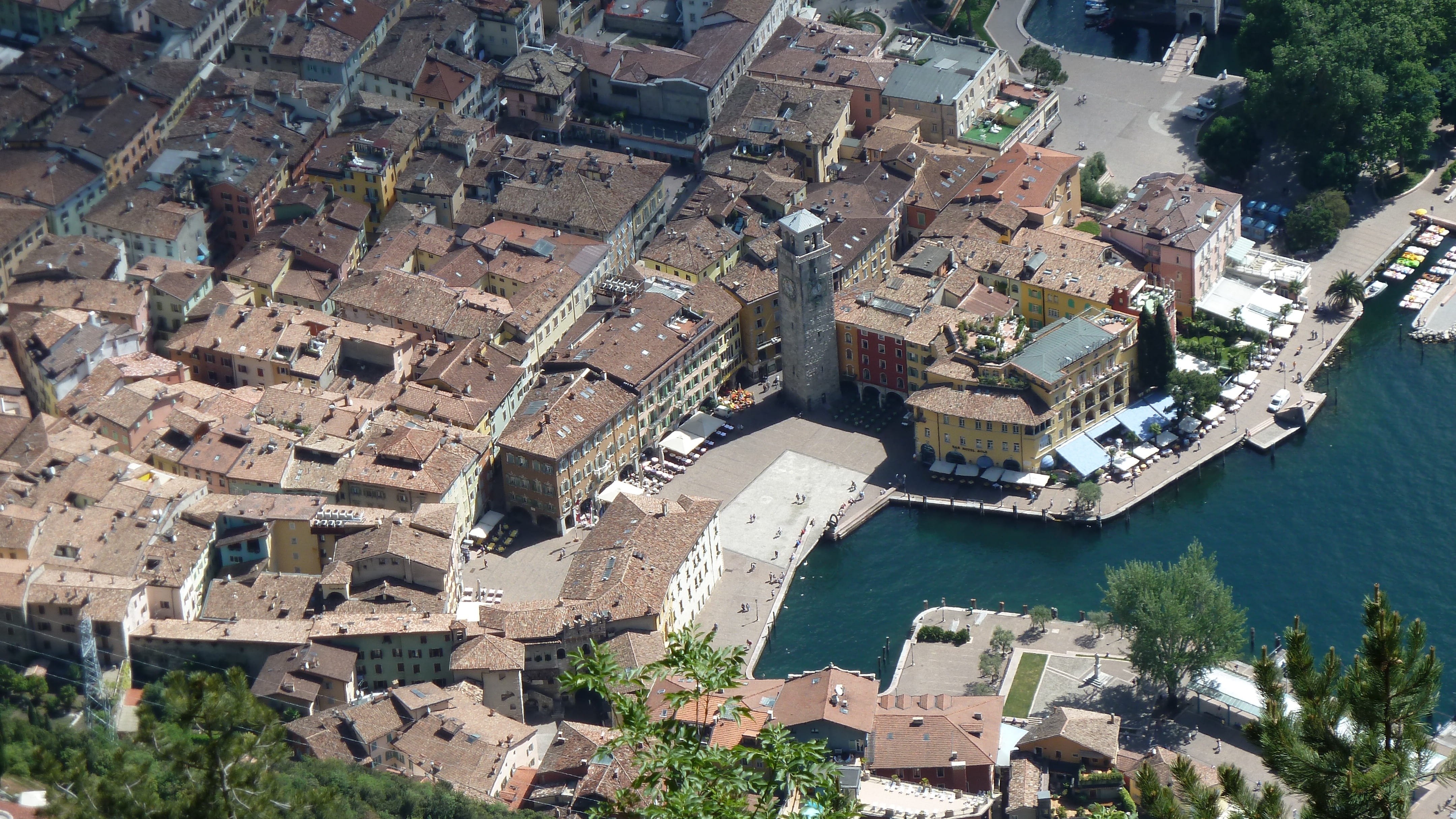 italy, residential district, cityscape, town, tree, aerial, nature, plant, sea, townscape, houses, architecture, day, 4K, high angle view, photography, HD Wallpaper