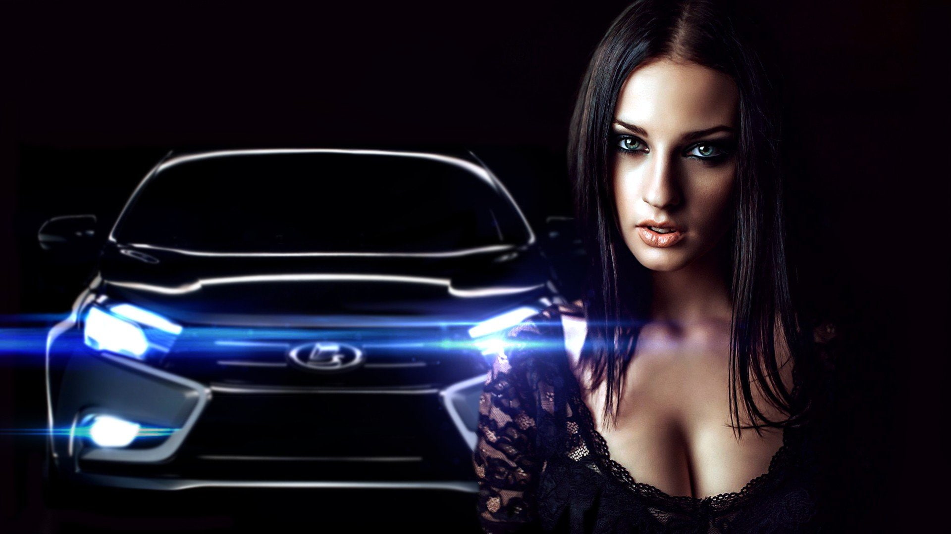 Vesta, Optical flares, Alla Berger, LADA, 1080P, HD Wallpaper