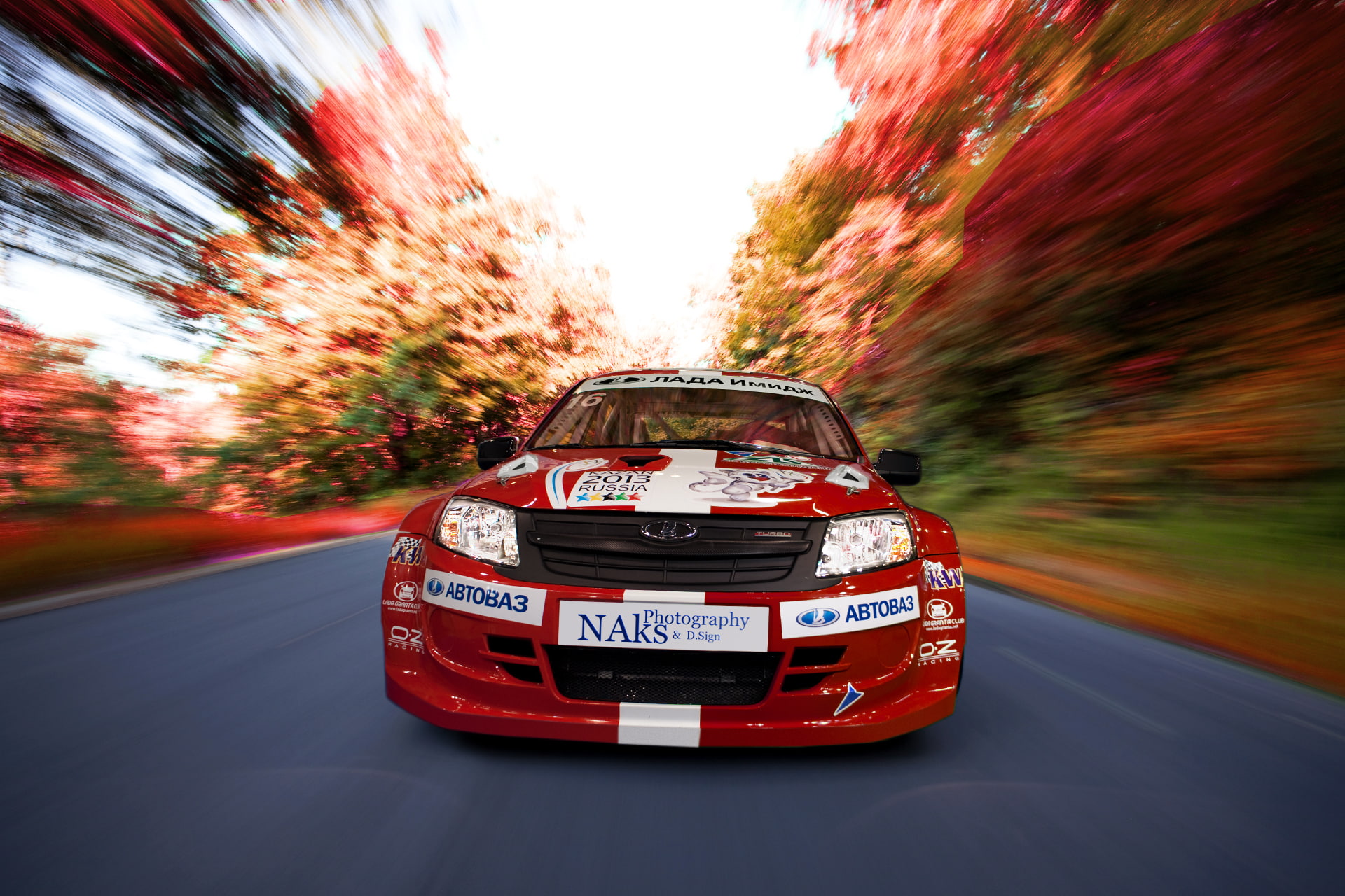 extreme sports, Lada, road, Granta, bokeh, 1080P, trees, front, quickly, sport, HD Wallpaper