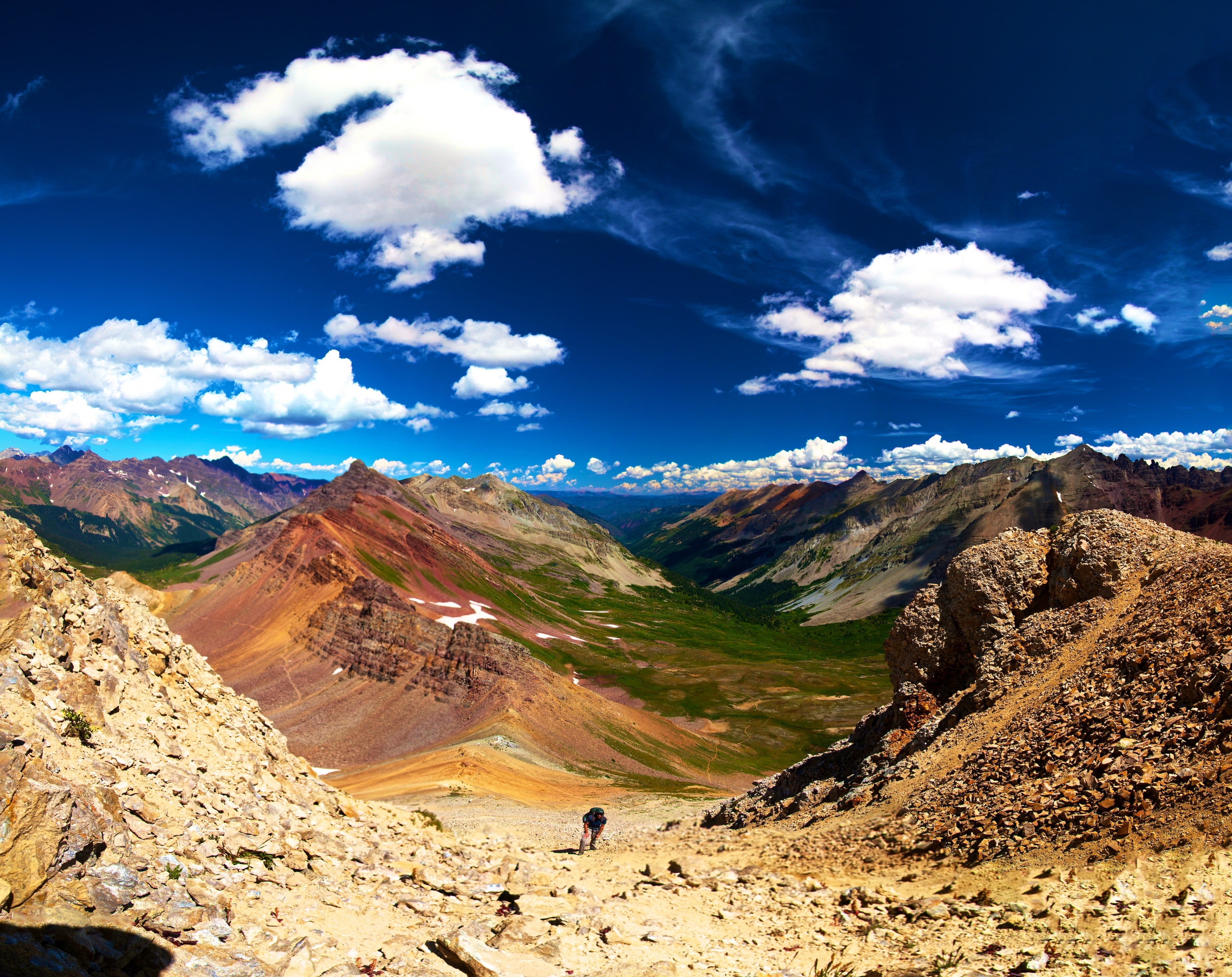rock, cloud - sky, Colorado, Cool, Summer, landscape, Summit, 2K, backpacking, geology, physical geography, almost, Crested, Springs, Mountain, no people, HD Wallpaper