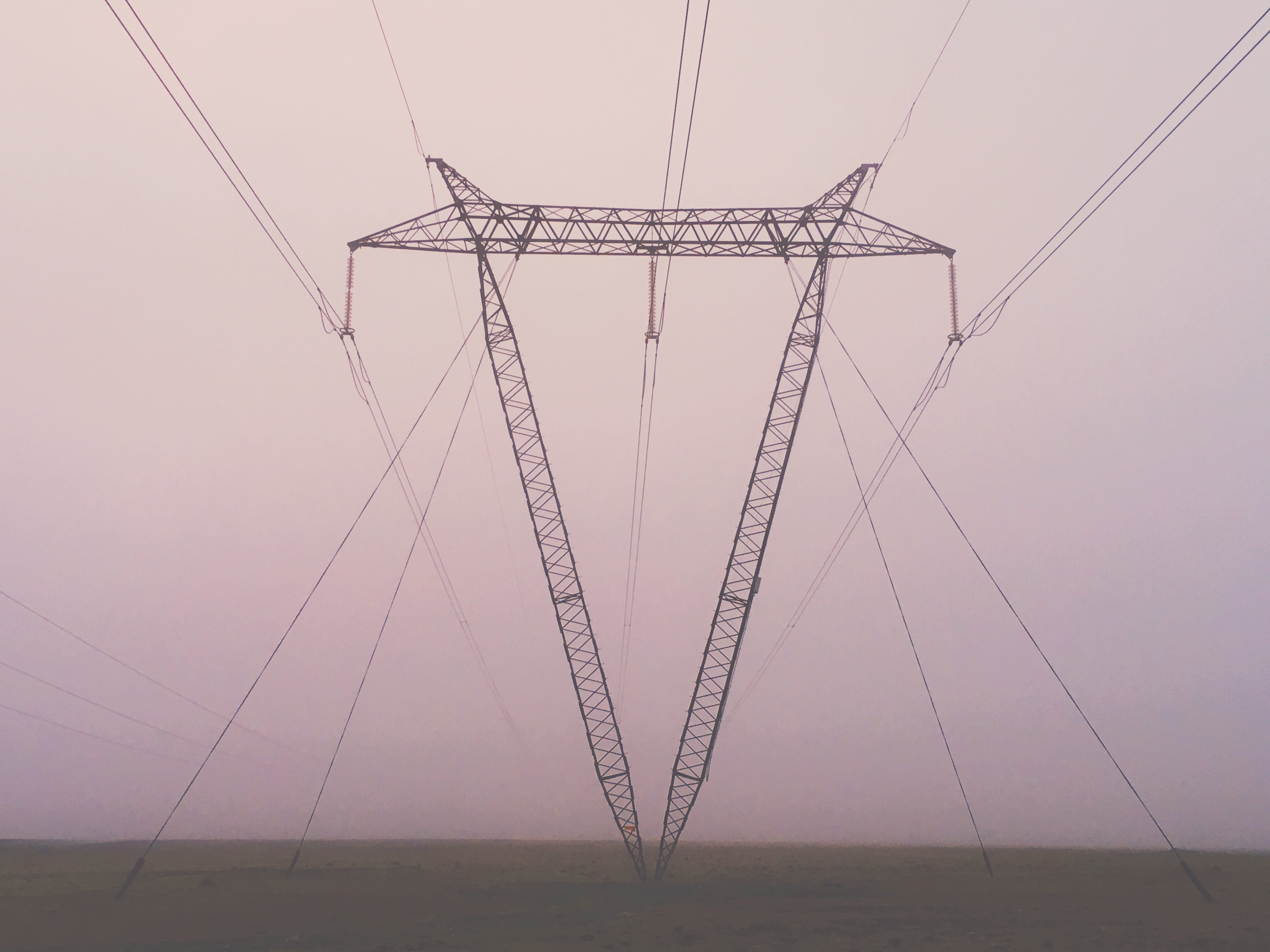 architecture, perfect, sky, cable, minimal, fog, nature, travel, iceland, outdoors, fuel and power generation, connection, triangle, electricity, metal, HD Wallpaper