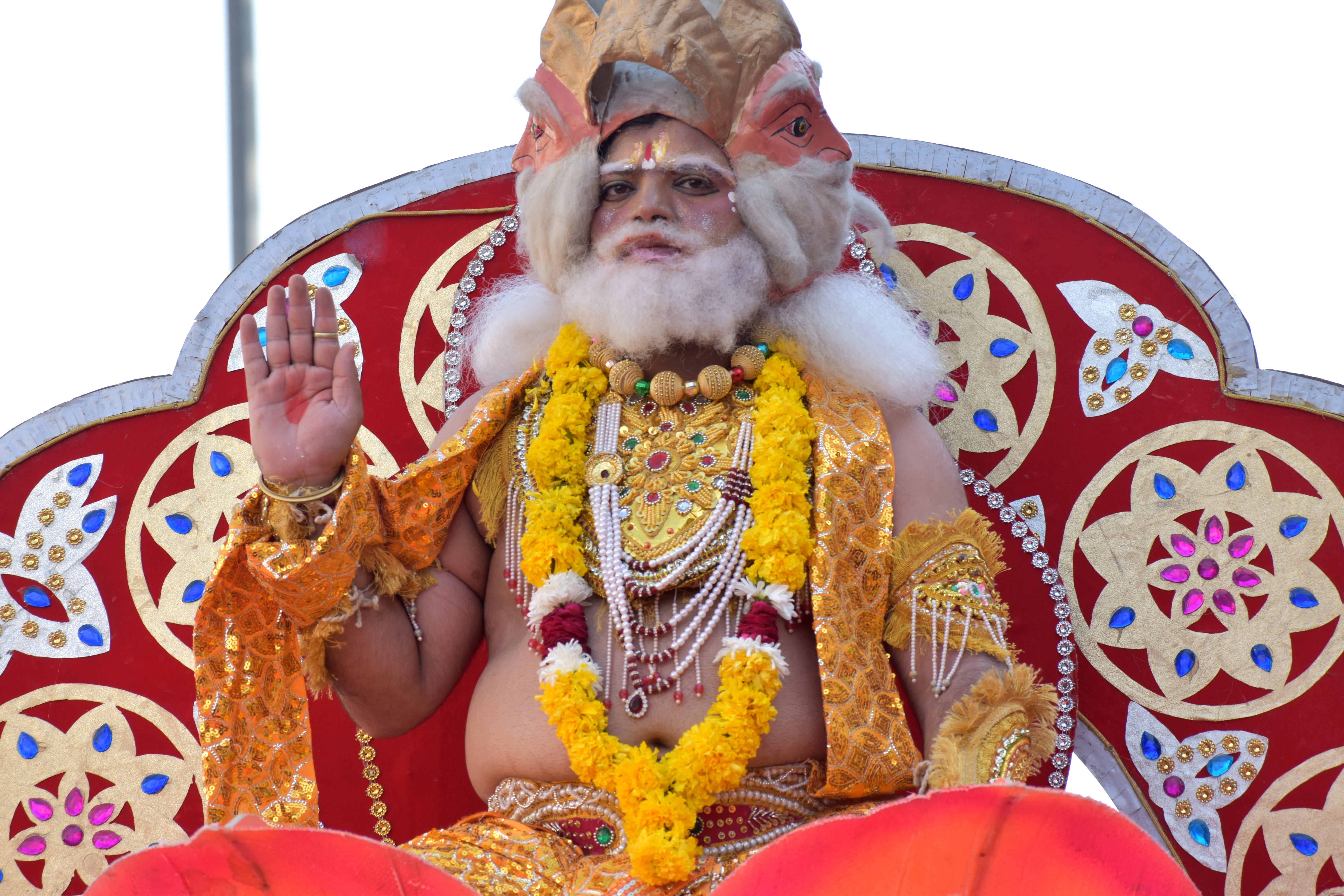 spirituality, art and craft, creator god in hinduism, sky, sitting, indoors, clothing, costume, celebration, one person, 5K, men, hindu mythology, belief, HD Wallpaper