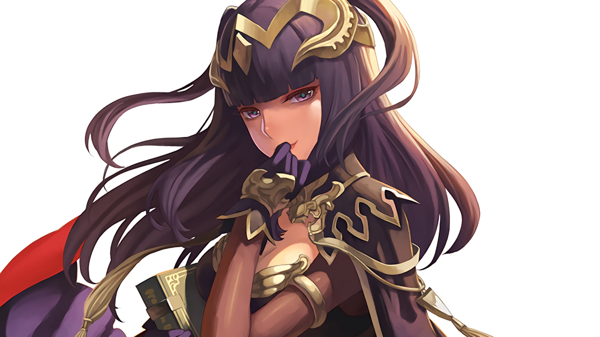 beautiful woman, cut out, waist up, young adult, 1080P, military, Tharja (Fire Emblem), leather, females, Fire Emblem, helmet, adult, young women, superhero, HD Wallpaper