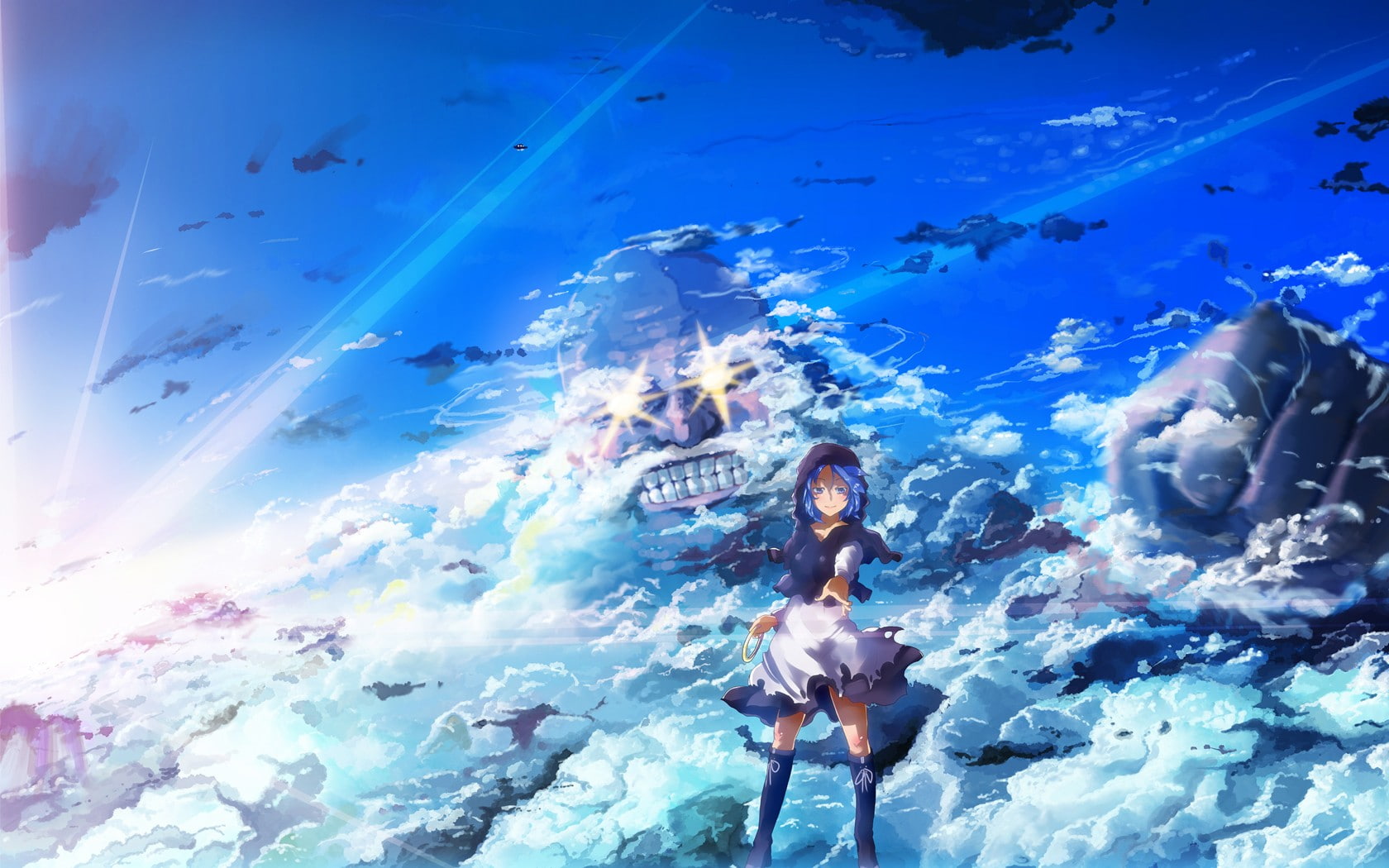 girls, pixiv, 720P, anime, ryoma, skyscapes, blue, HD Wallpaper