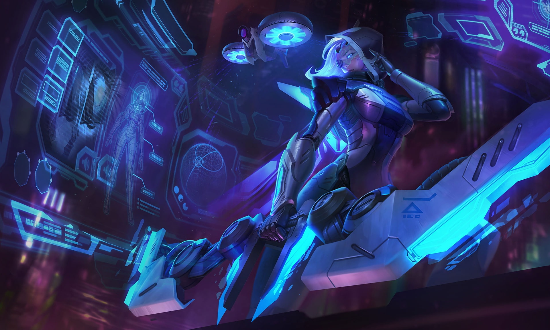 1080P, League of Legends, ashe, Archer, art, frost archer, girl, cyber, fiction, HD Wallpaper