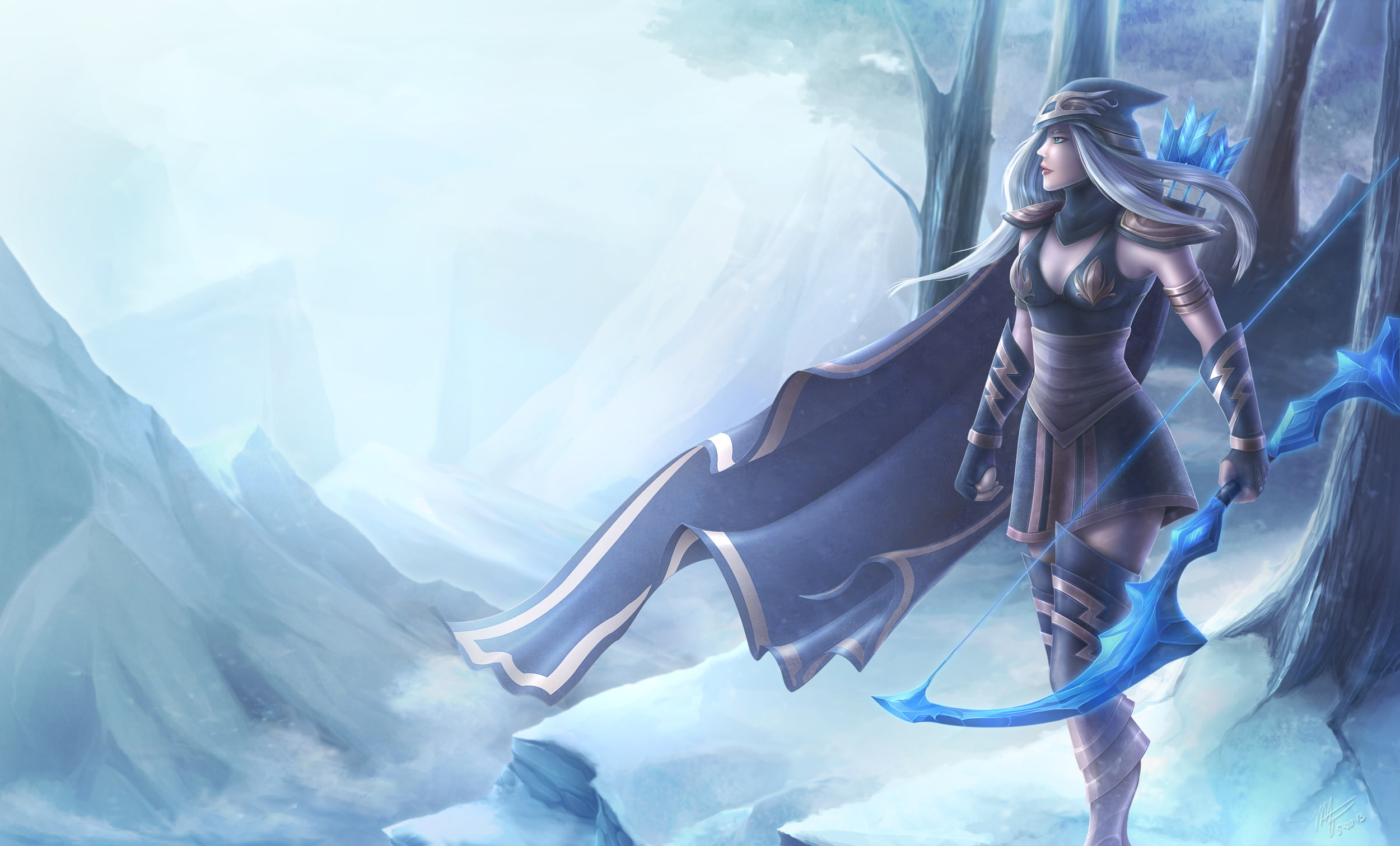 archer, lol, ashe, 1080P, games, legends, league, warrior, fantasy, cloak, HD Wallpaper