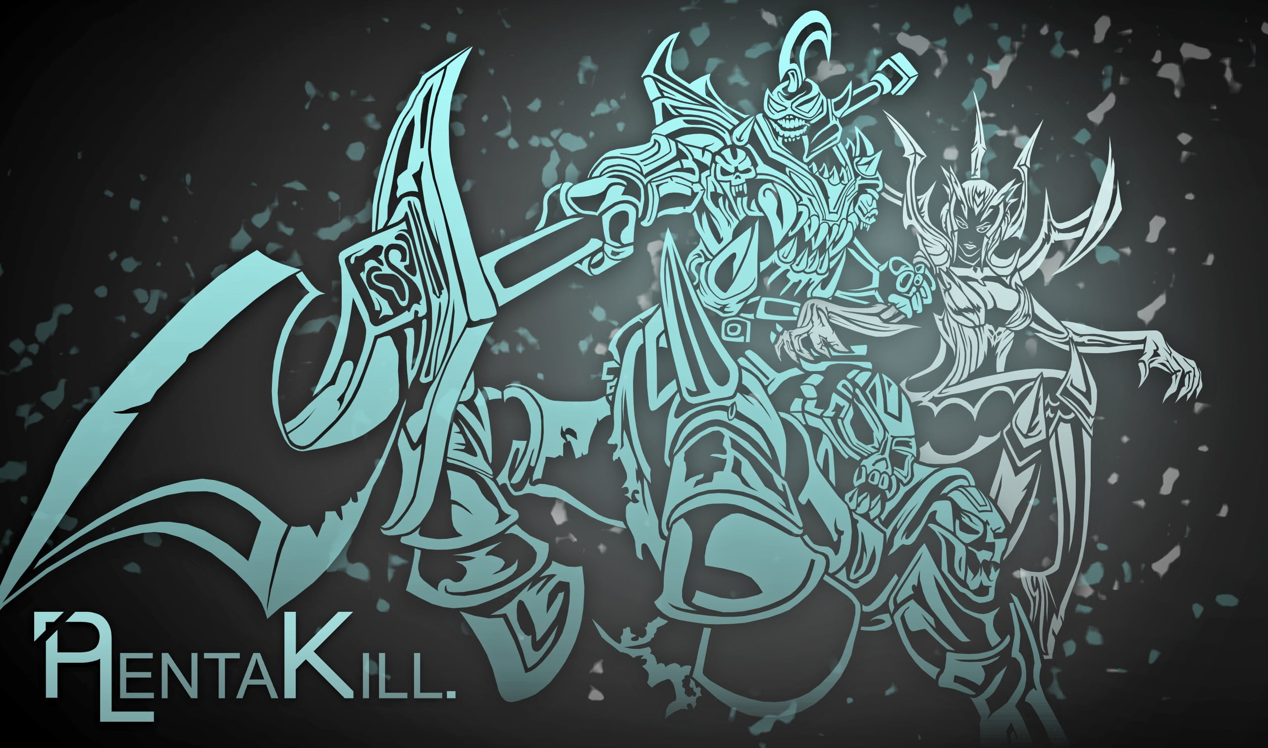 three, League of Legends, illustration, communication, western script, abstract, tree, people, armored, art and craft, architecture, night, indoors, Elise (League of Legends), HD Wallpaper