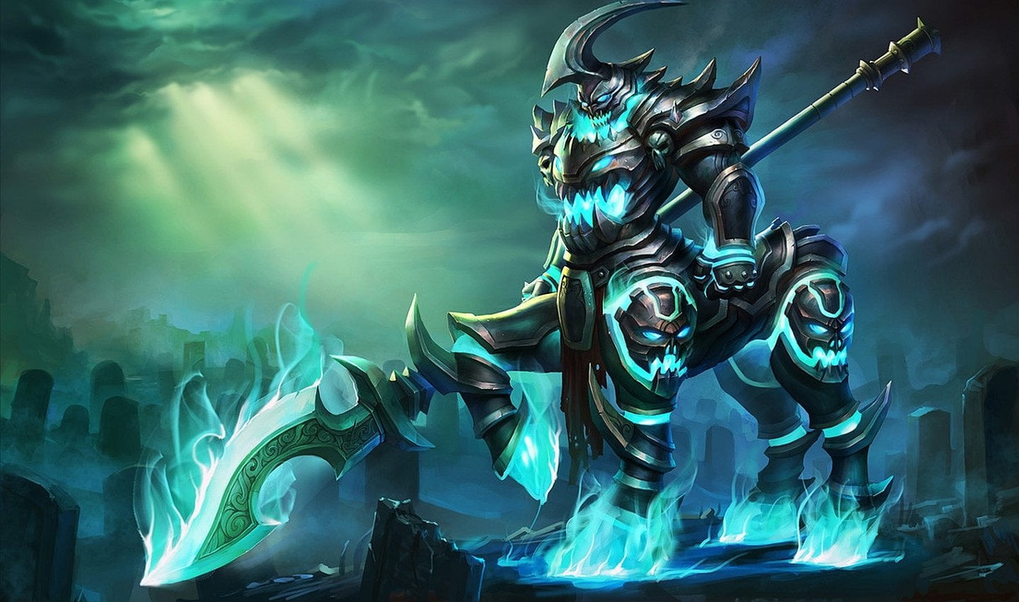 statue, representation, holding, outdoors, 720P, Video Game, multi colored, smoke - physical structure, Hecarim (League Of Legends), religion, male likeness, HD Wallpaper
