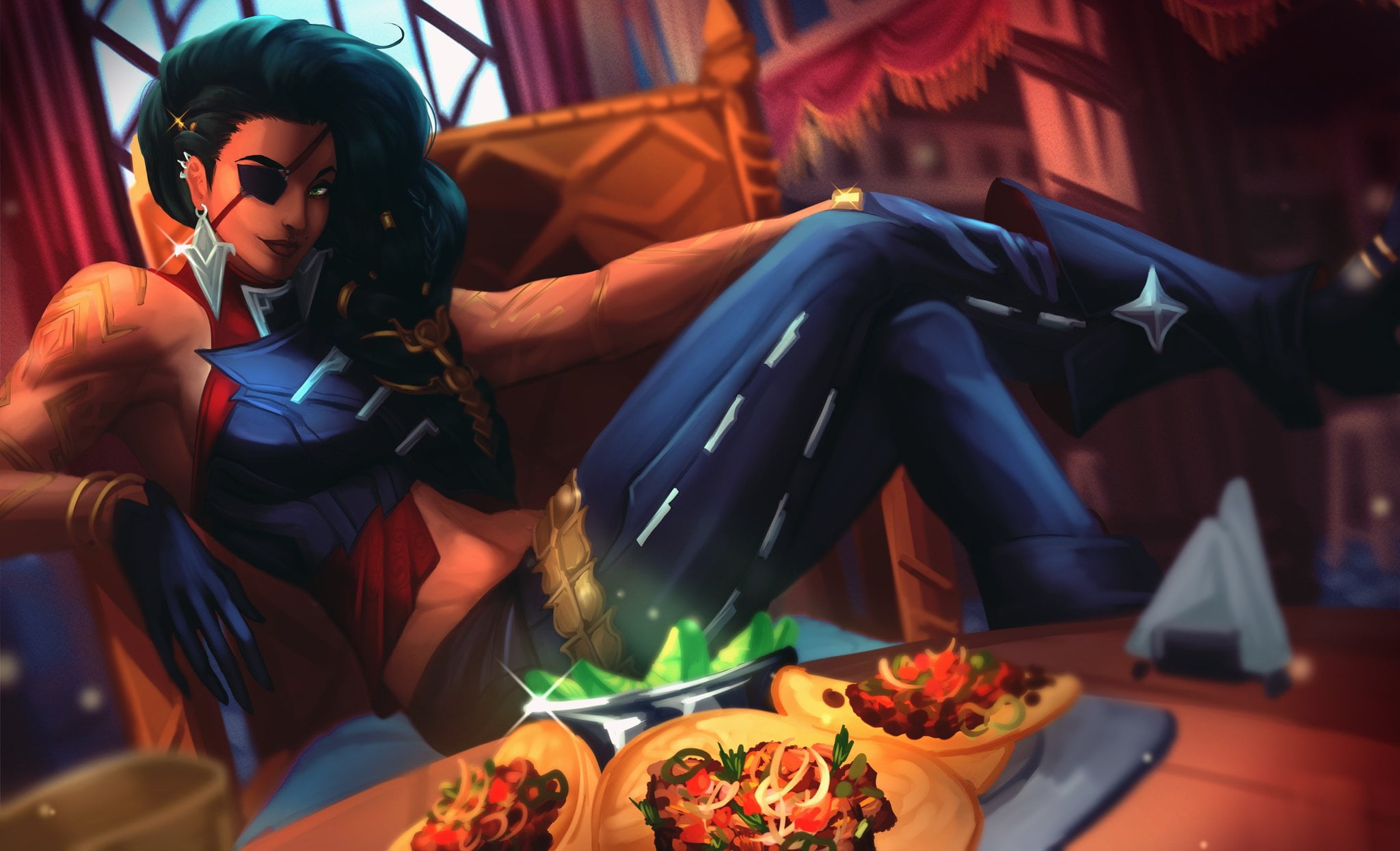 game art, fan art, 1080P, video games, video game characters, video game art, League of Legends, Samira (League of Legends), HD Wallpaper