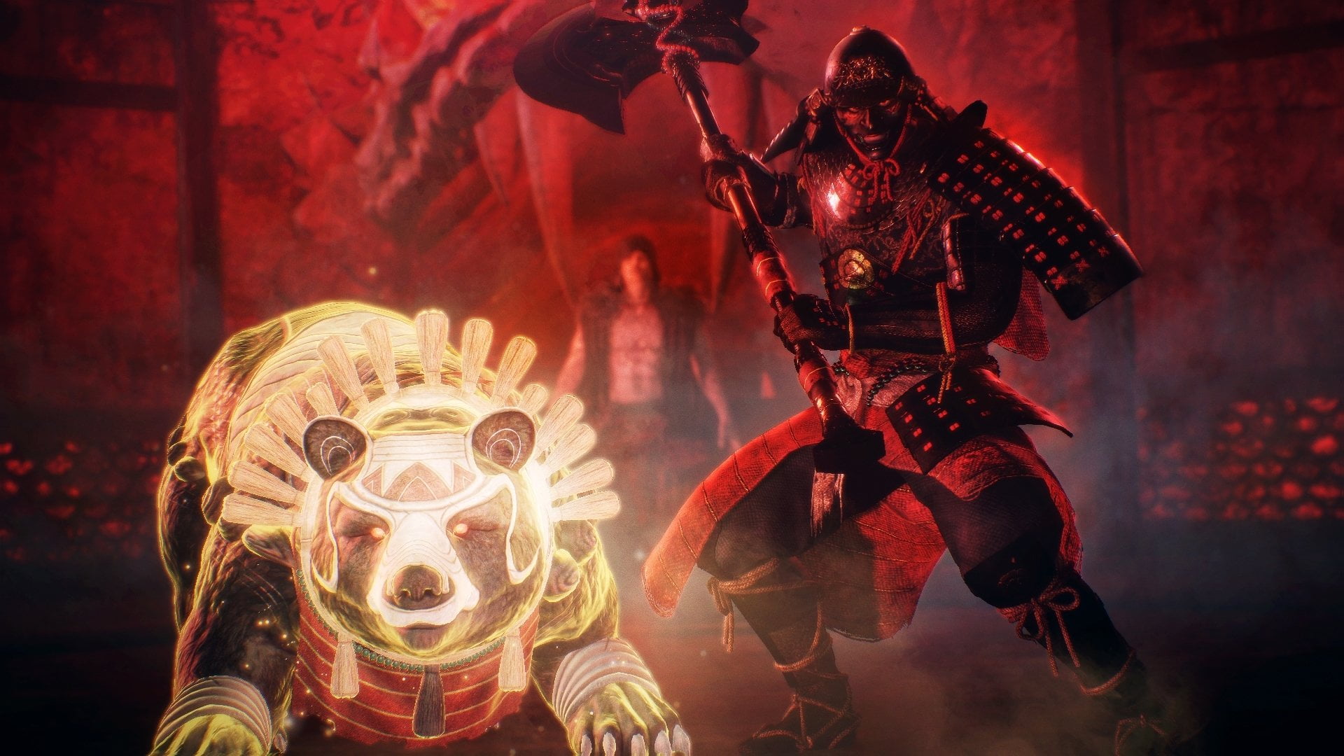 Obsidian Samurai, close-up, human representation, indoors, mask, art and craft, Nioh, celebration, male likeness, focus on foreground, illuminated, creativity, HD Wallpaper