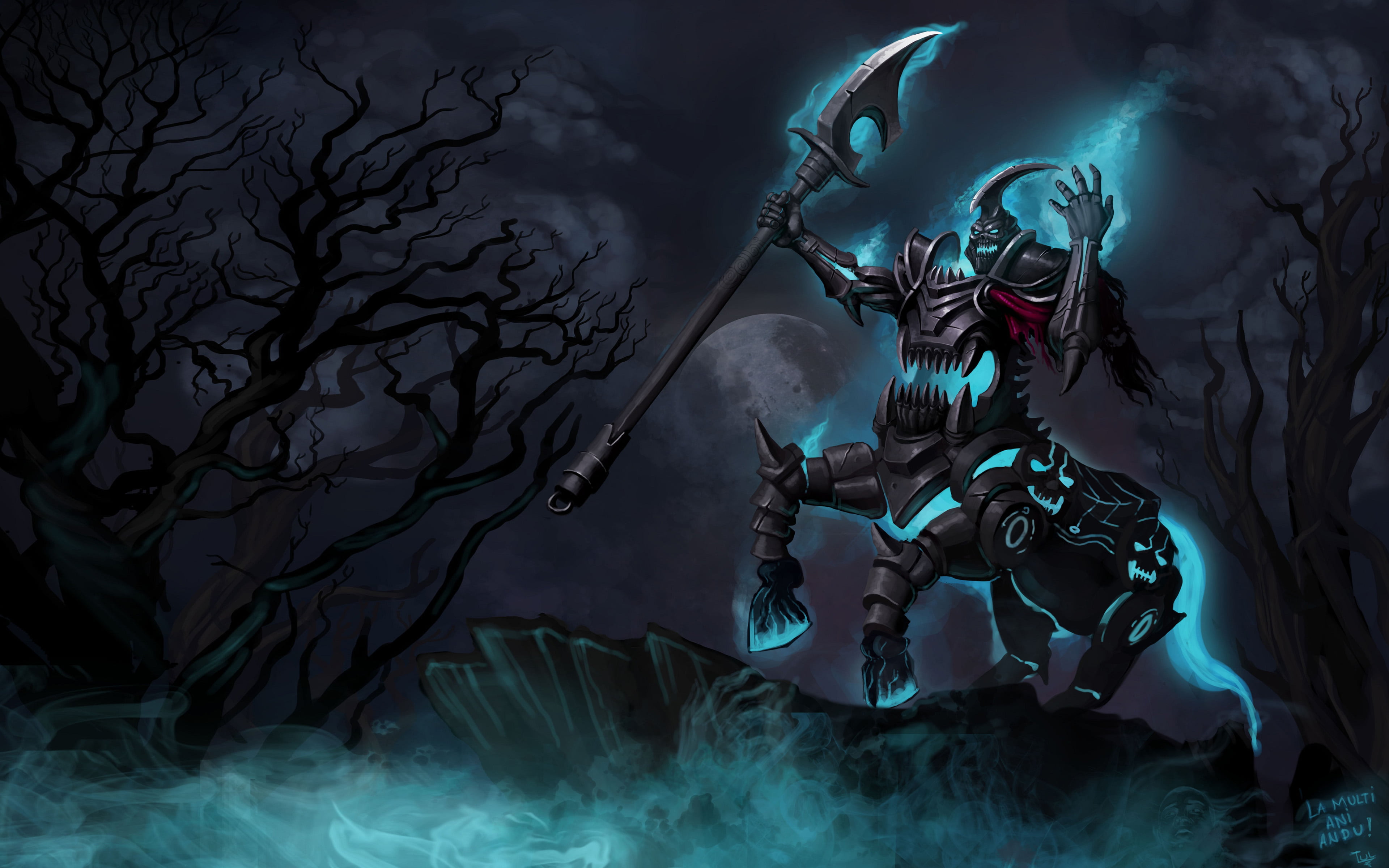 war, no people, fantasy, sky, hecarim, art, league, horror, shadow, ominous, 4K, spooky, fear, human representation, indoors, hd, nature, bone, human skeleton, HD Wallpaper