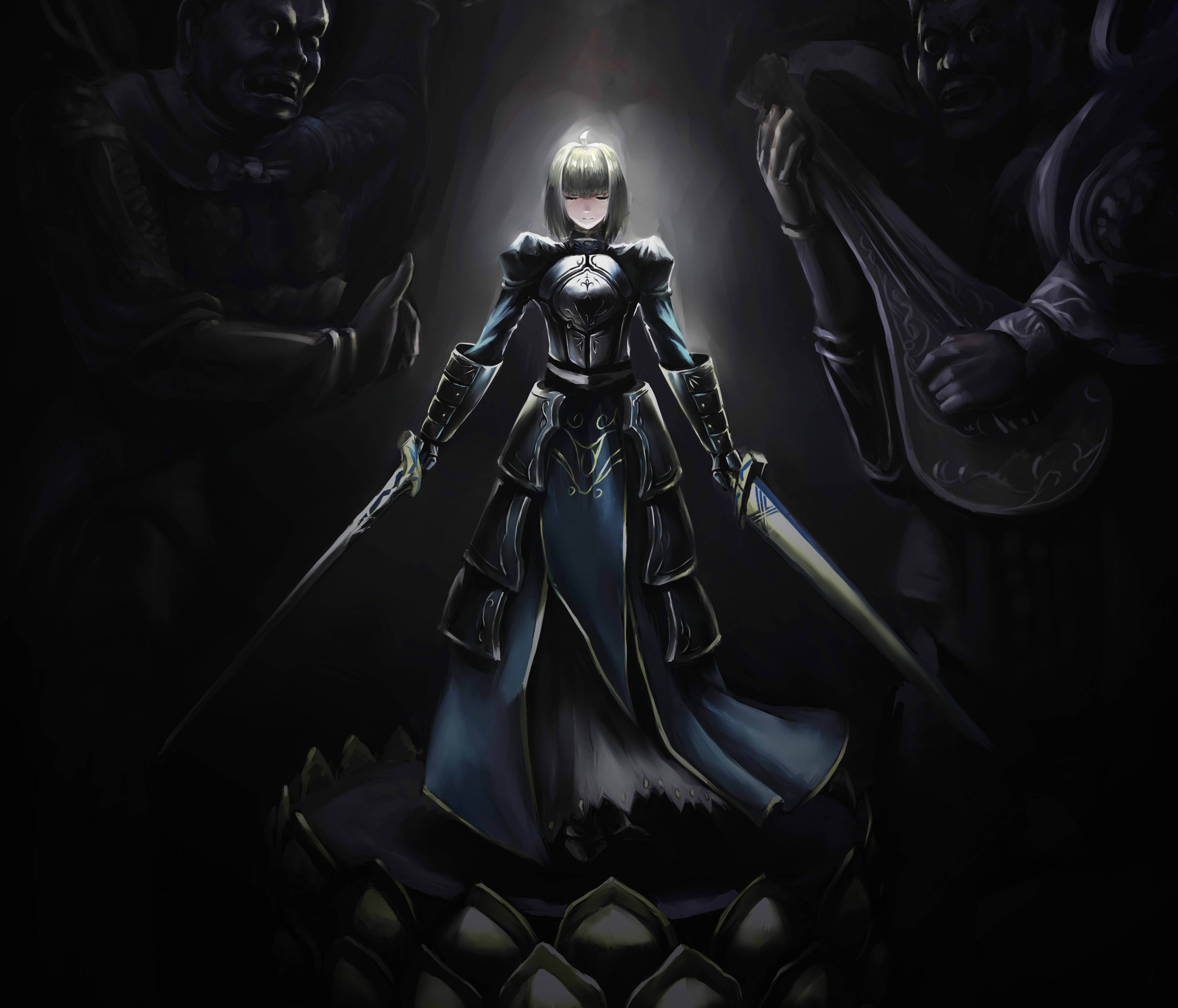 architecture, close-up, representation, evil, creativity, sculpture, horror, female likeness, swords, weapon, black Color, fate stay night, human skeleton, HD Wallpaper