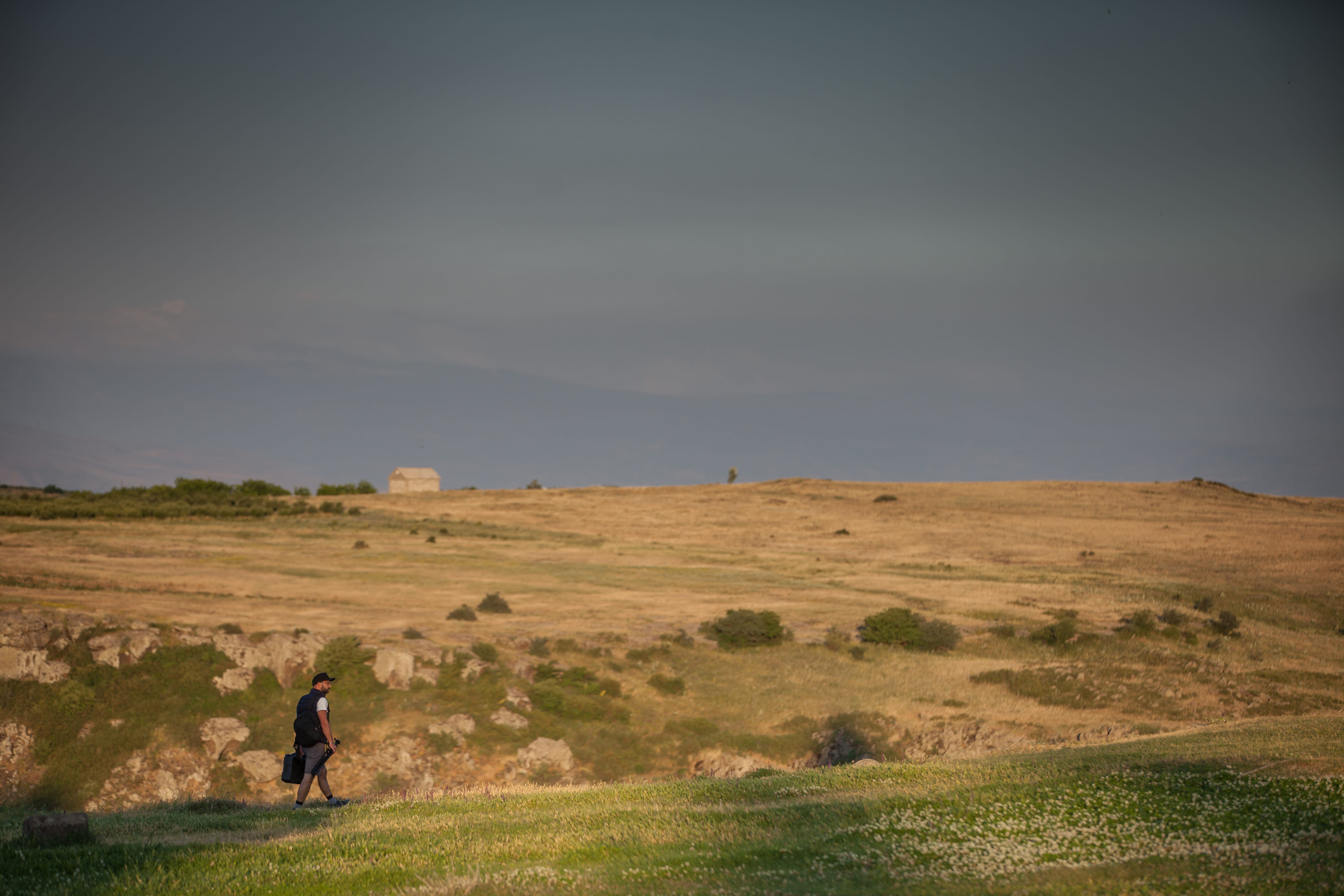 outdoors, adult, full length, one person, environment, plane, sky, wield, walking, landscape, leisure activity, beauty in nature, fields of gold, armenia, HD Wallpaper
