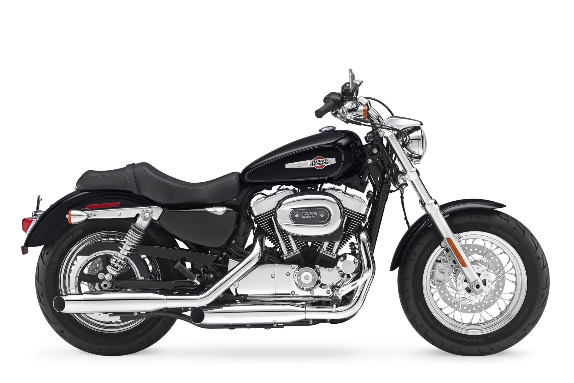 Harley-Davidson, motor vehicle, metal, leather, no people, white background, indoors, black color, Harley-Davidson 1200 Custom, 1080P, cut out, helmet, HD Wallpaper