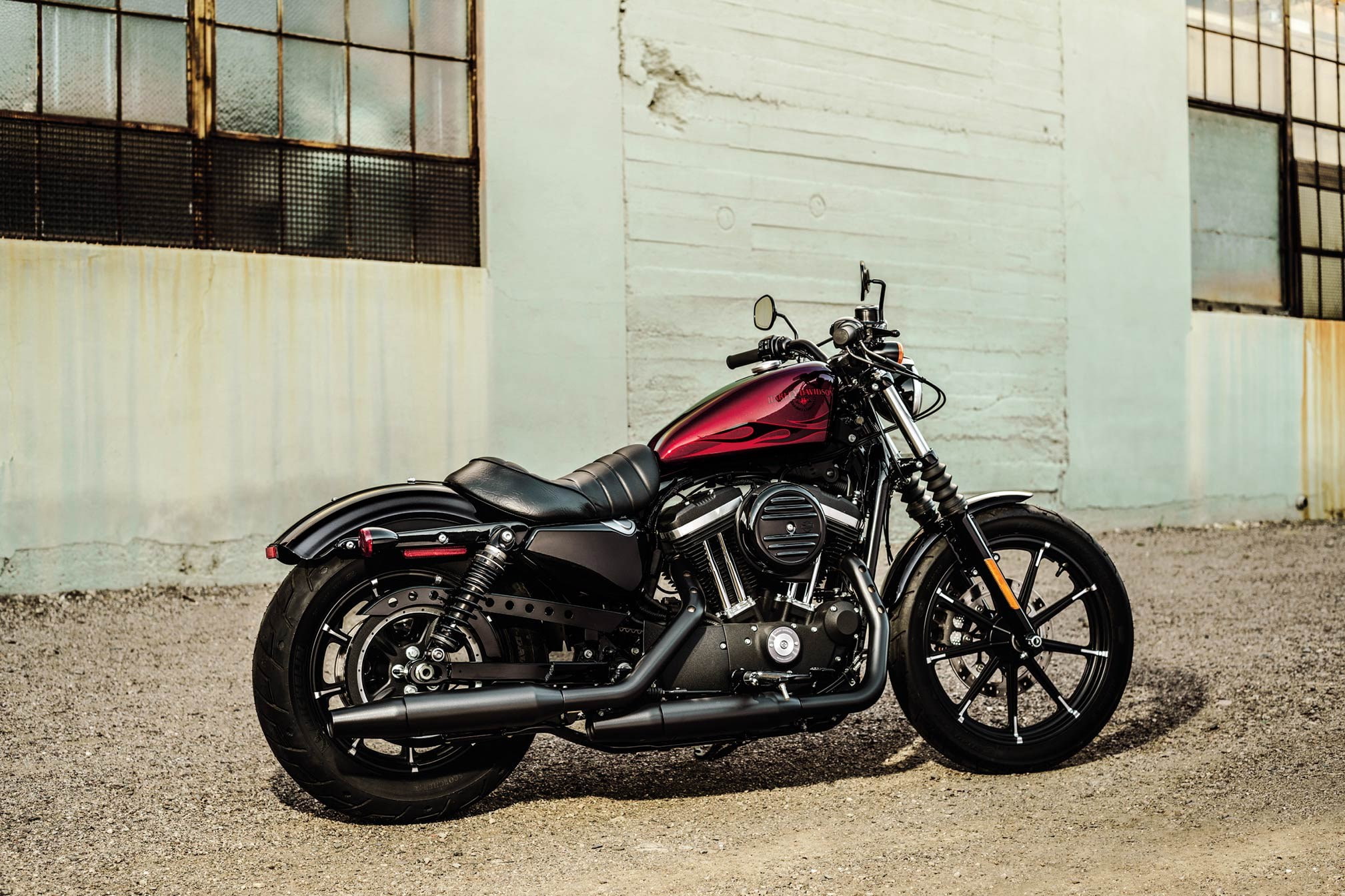 outdoors, parking, harley davidson sportster, land vehicle, retro styled, personal land vehicle, stationary, no people, building, architecture, bicycle, HD Wallpaper